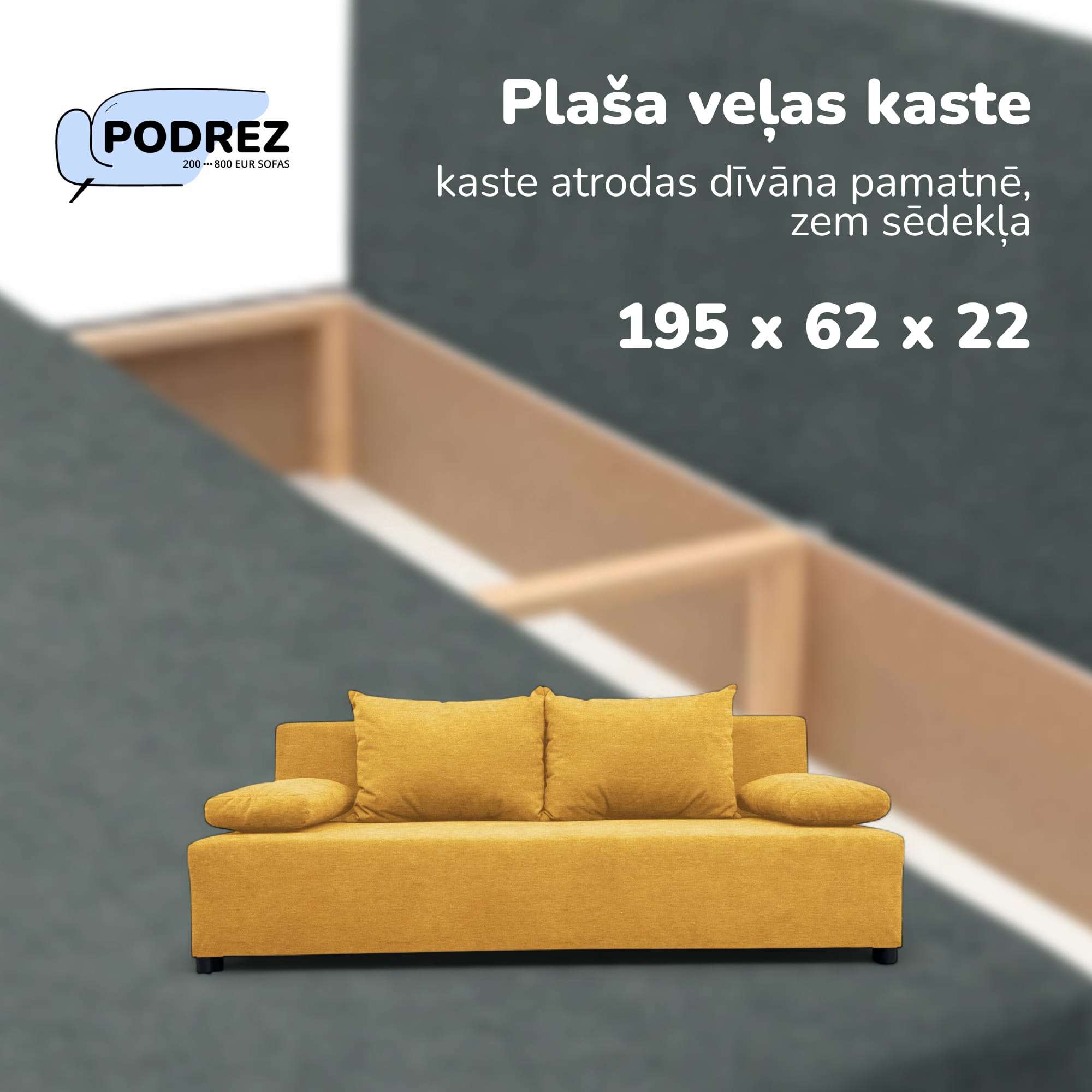Double sofa bed bed without armrests Yellow - 4