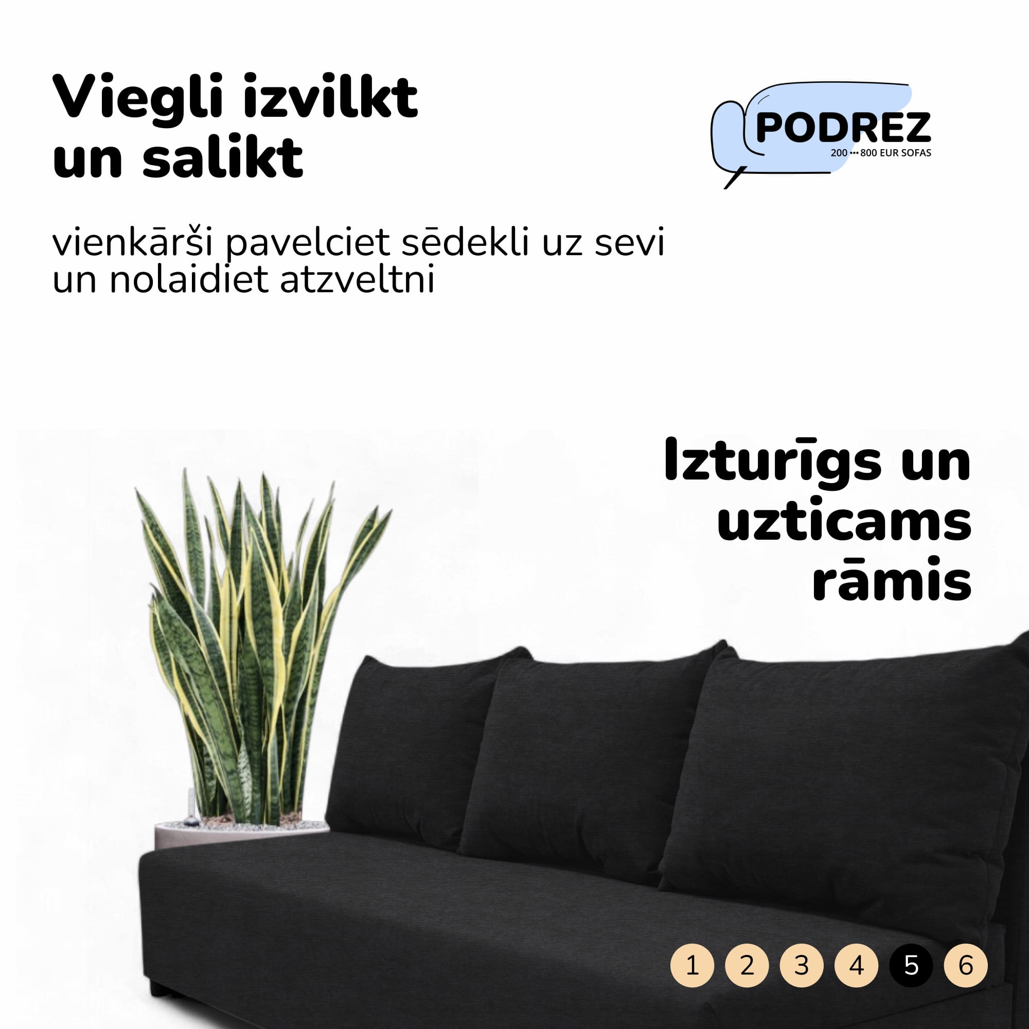 Double sofa bed bed without armrests Graphite — photo 5