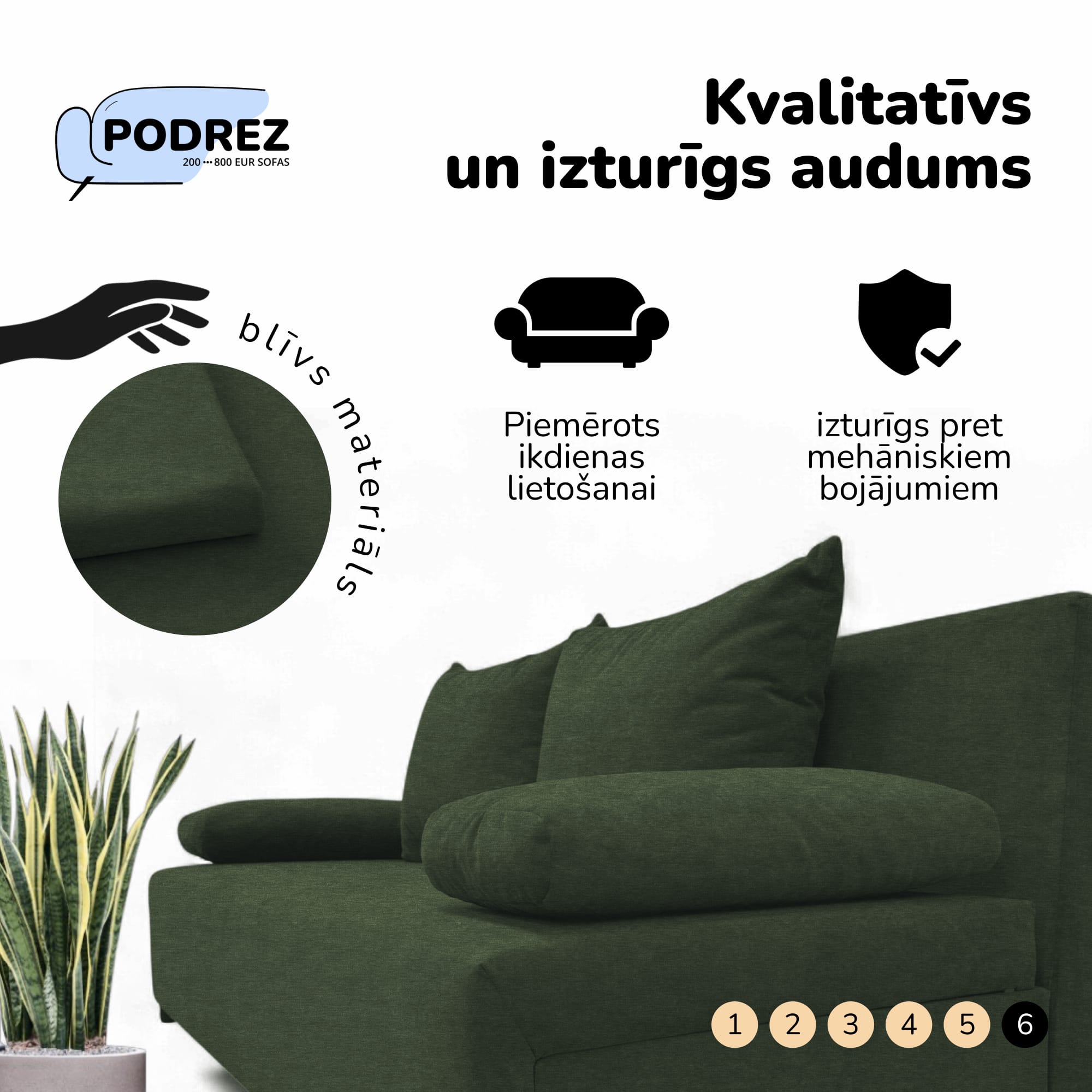 Double sofa bed bed without armrests Turquoise green — photo 6