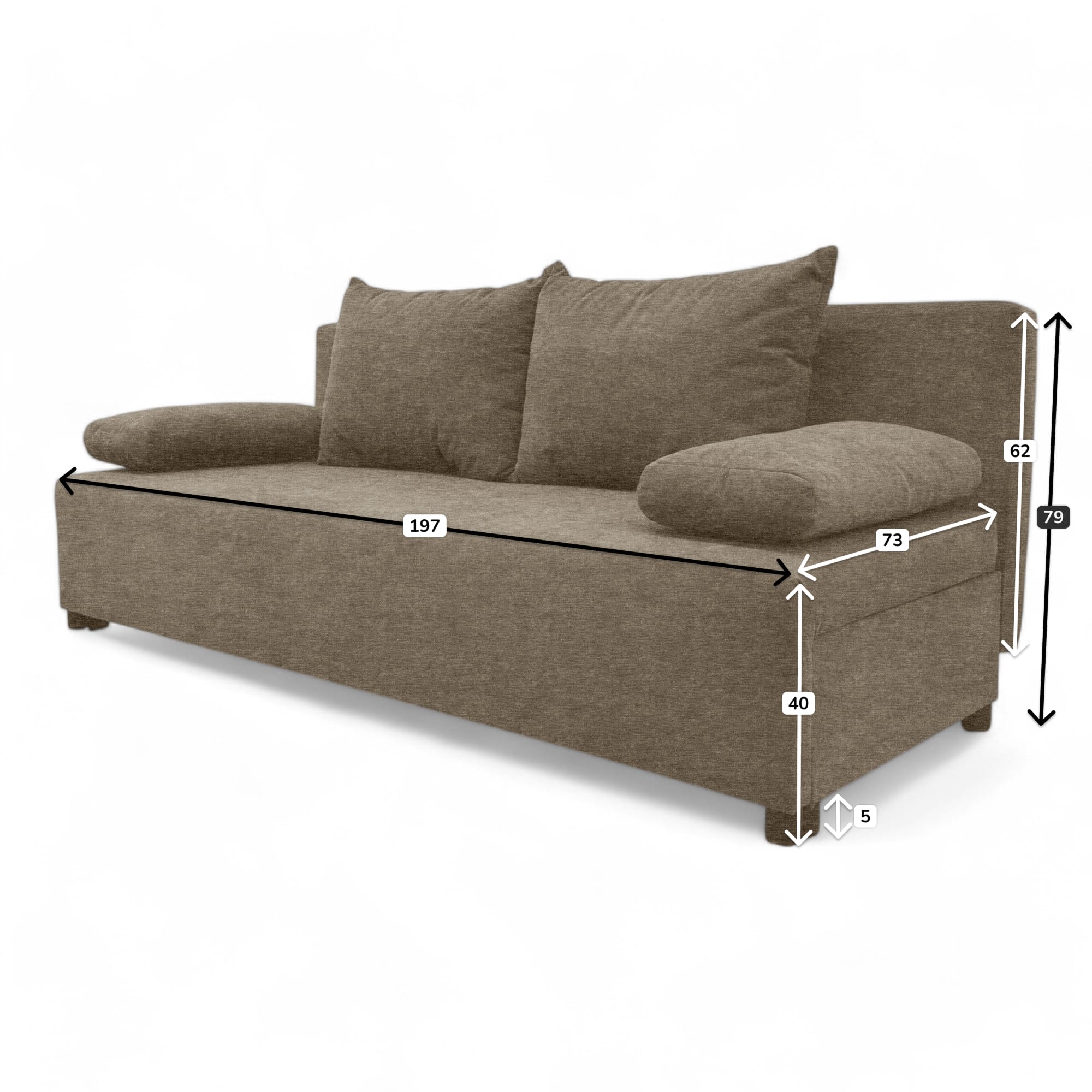 Double sofa bed bed without armrests Beige — photo 17