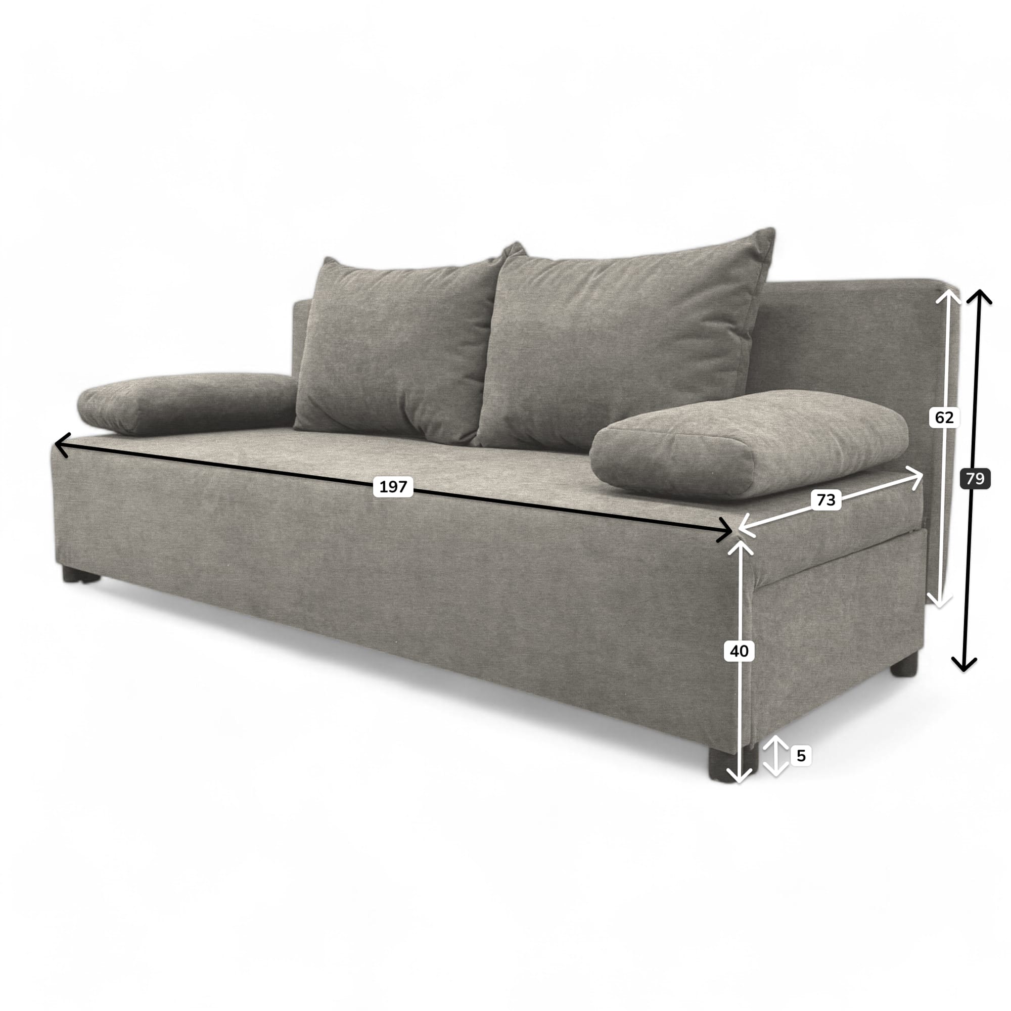 Double sofa bed bed without armrests Light gray — photo 17