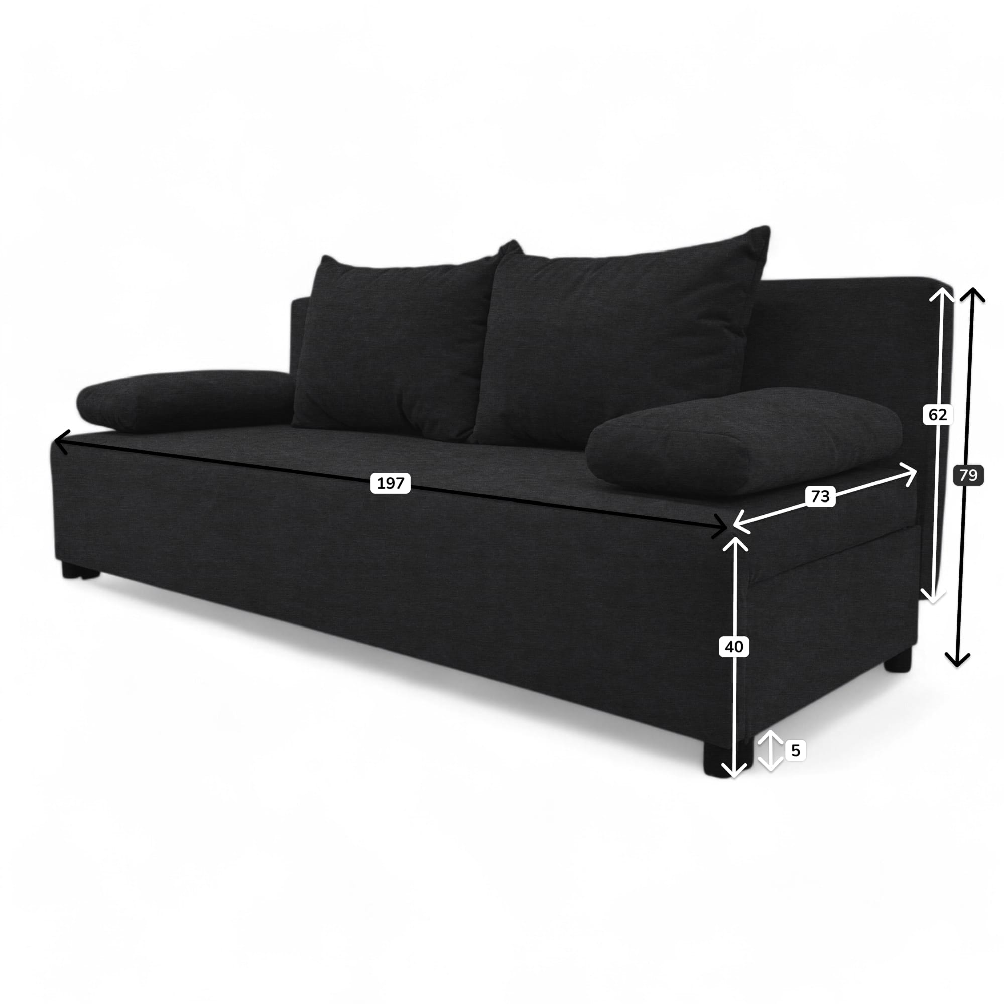 Double sofa bed bed without armrests Graphite — photo 17