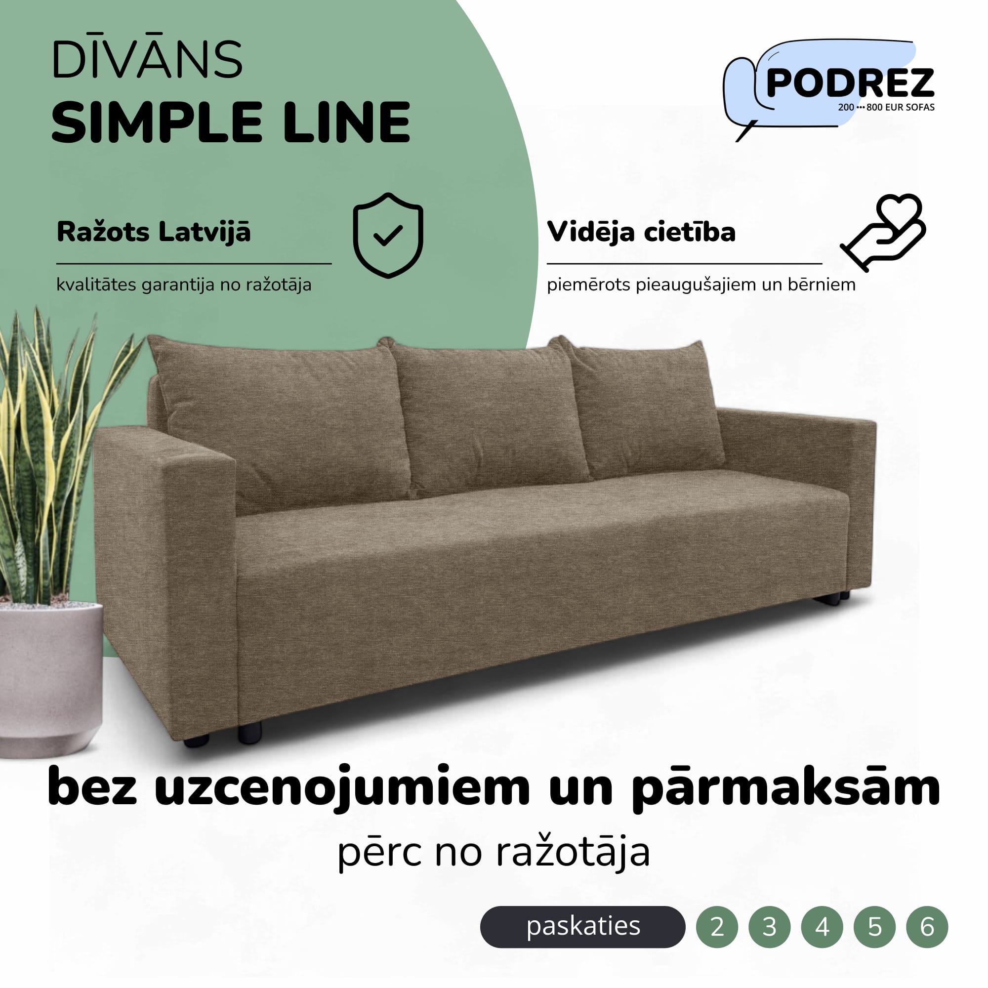 Klasisks dīvāns-gulta ar veļas kasti Bēša - 1