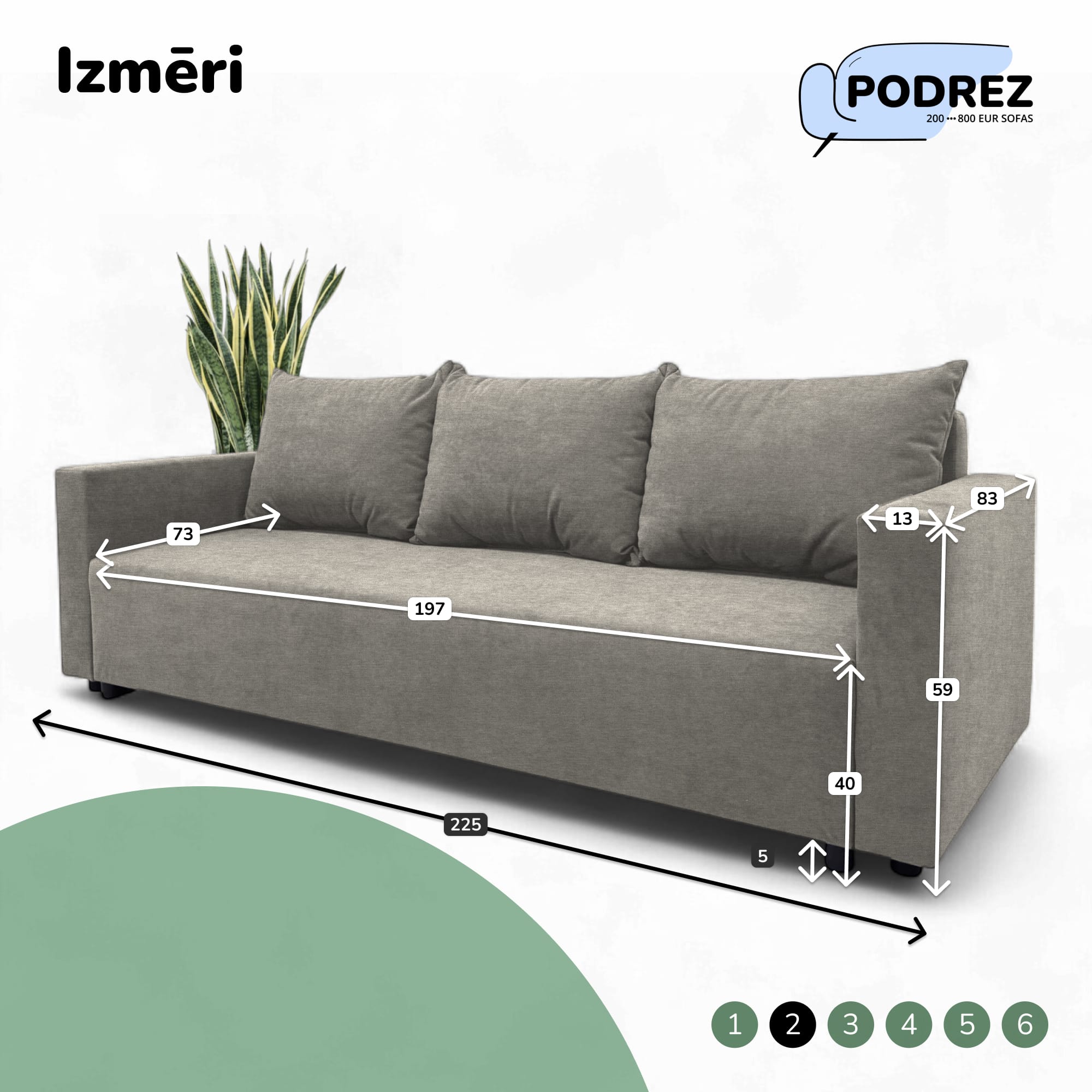 Classic sofa bed with linen box Light gray - 2