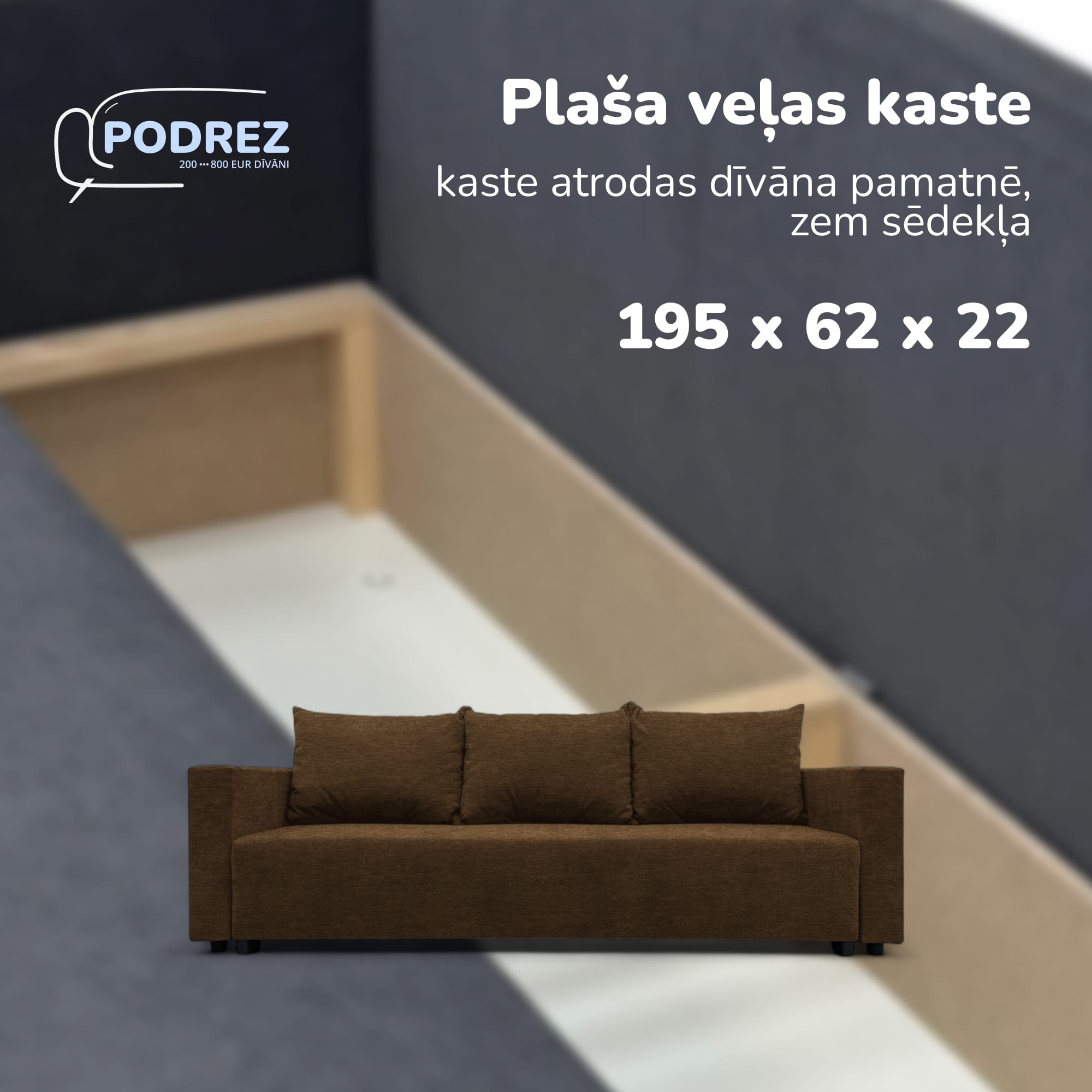 Klasisks dīvāns-gulta ar veļas kasti Brūna - 4