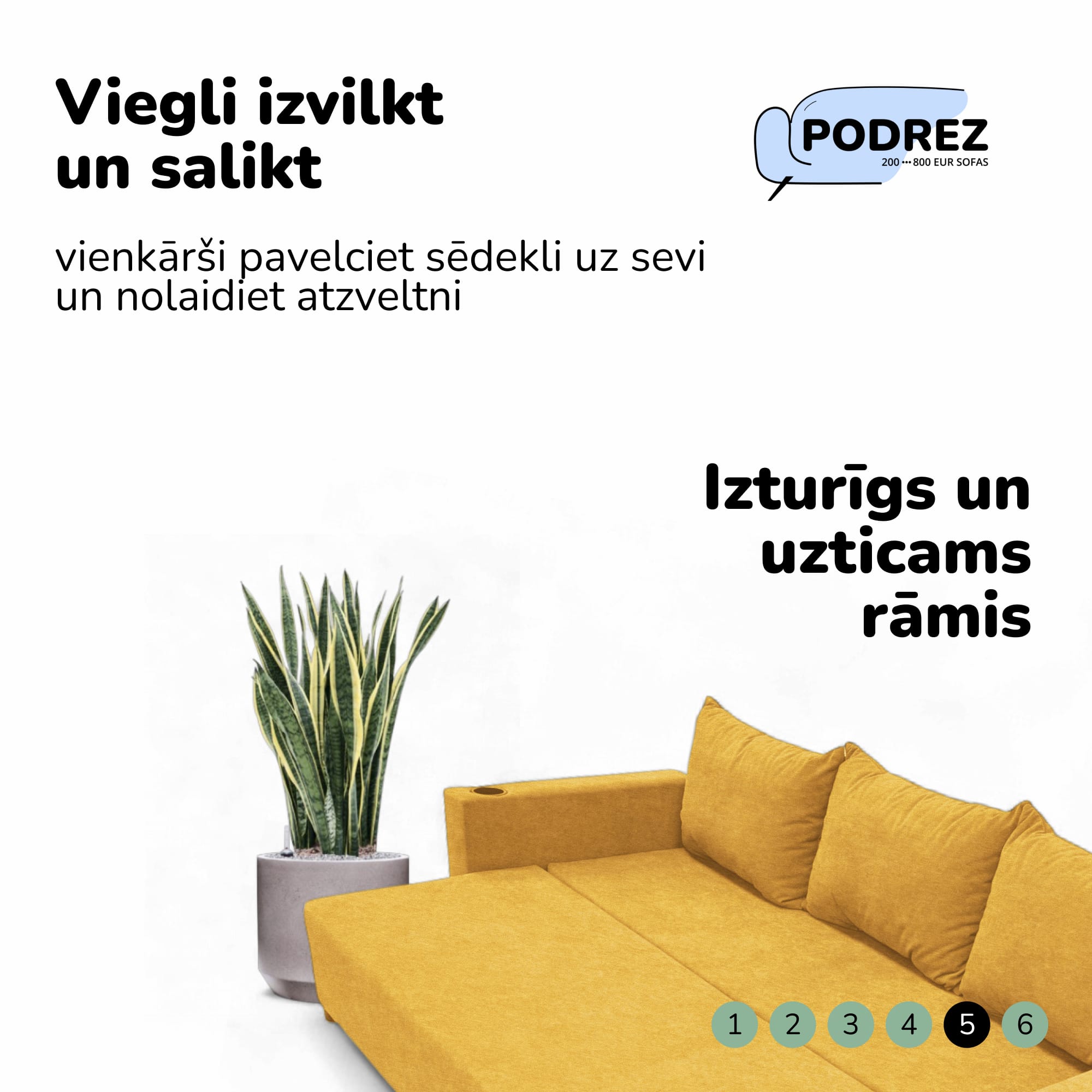 Classic sofa bed with linen box Yellow — photo 5