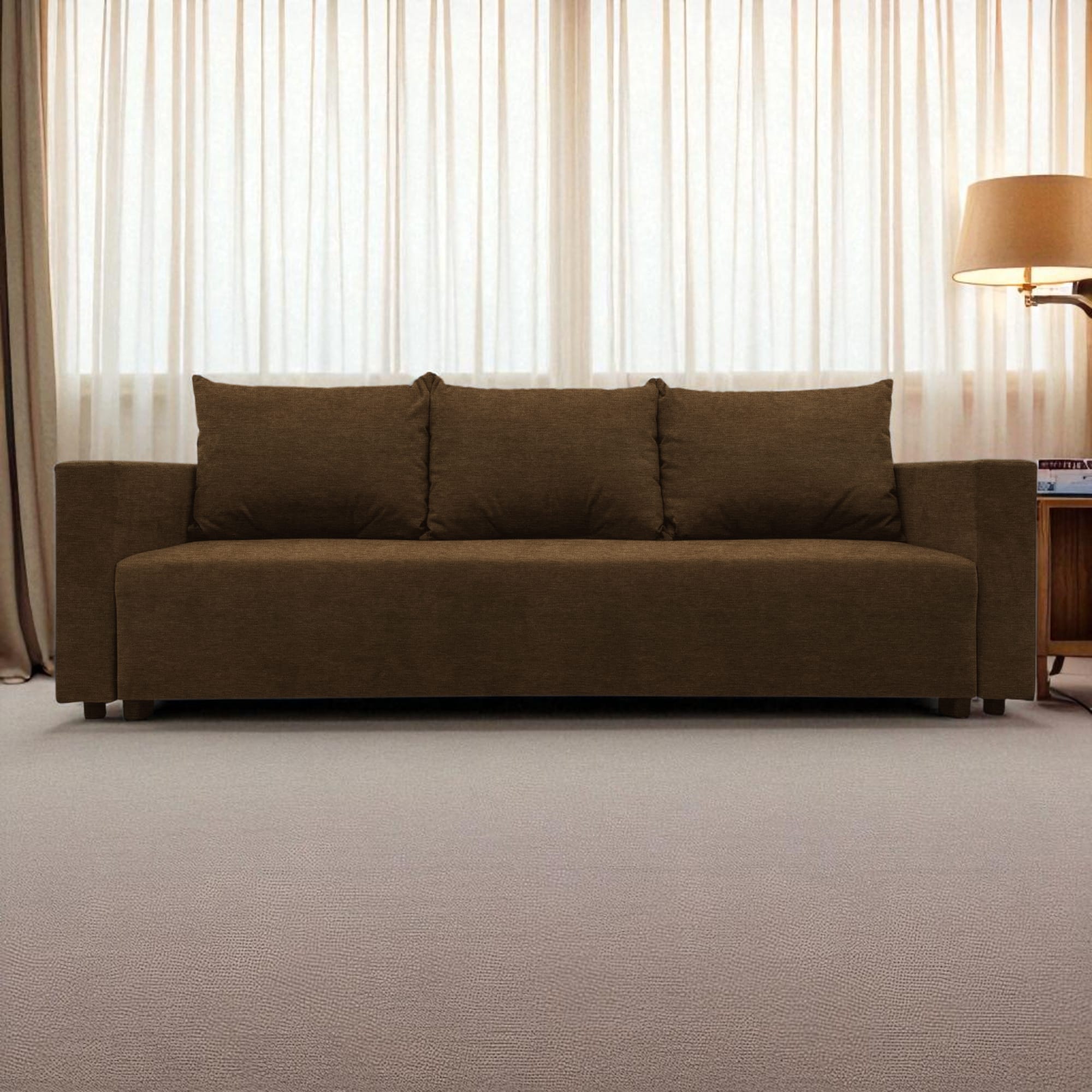 Classic sofa bed with linen box Brown — photo 7