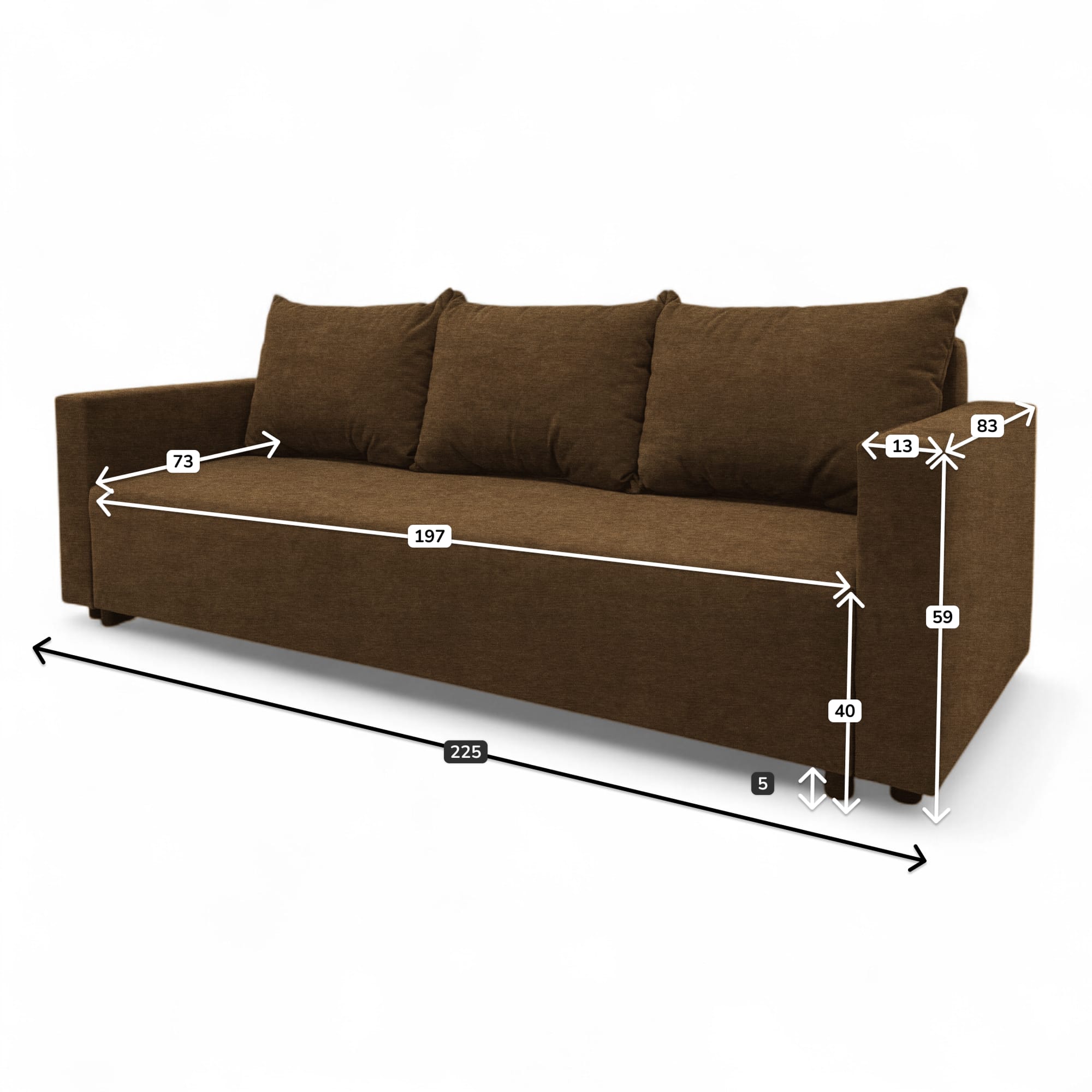 Classic sofa bed with linen box Brown — photo 9