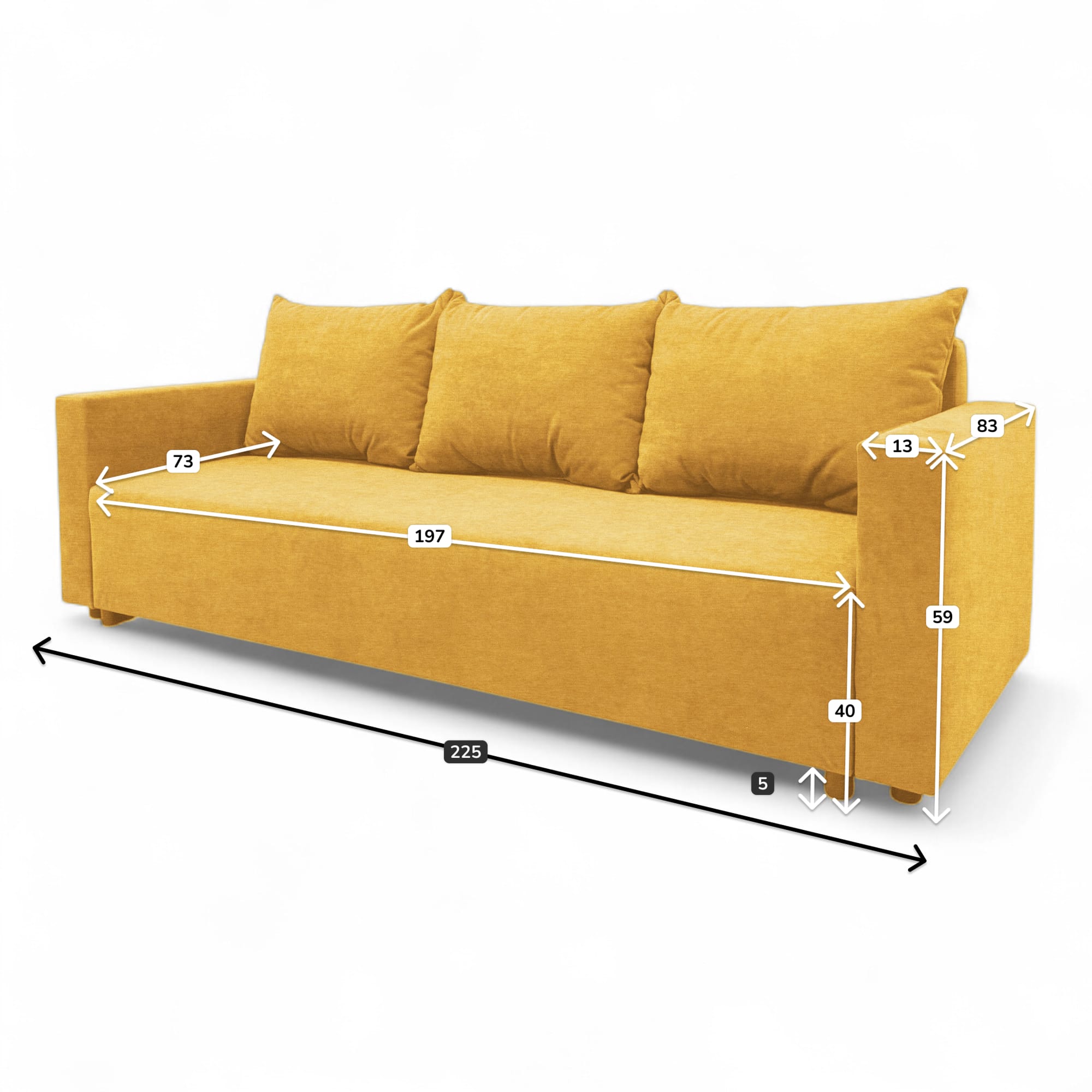 Classic sofa bed with linen box Yellow — photo 9