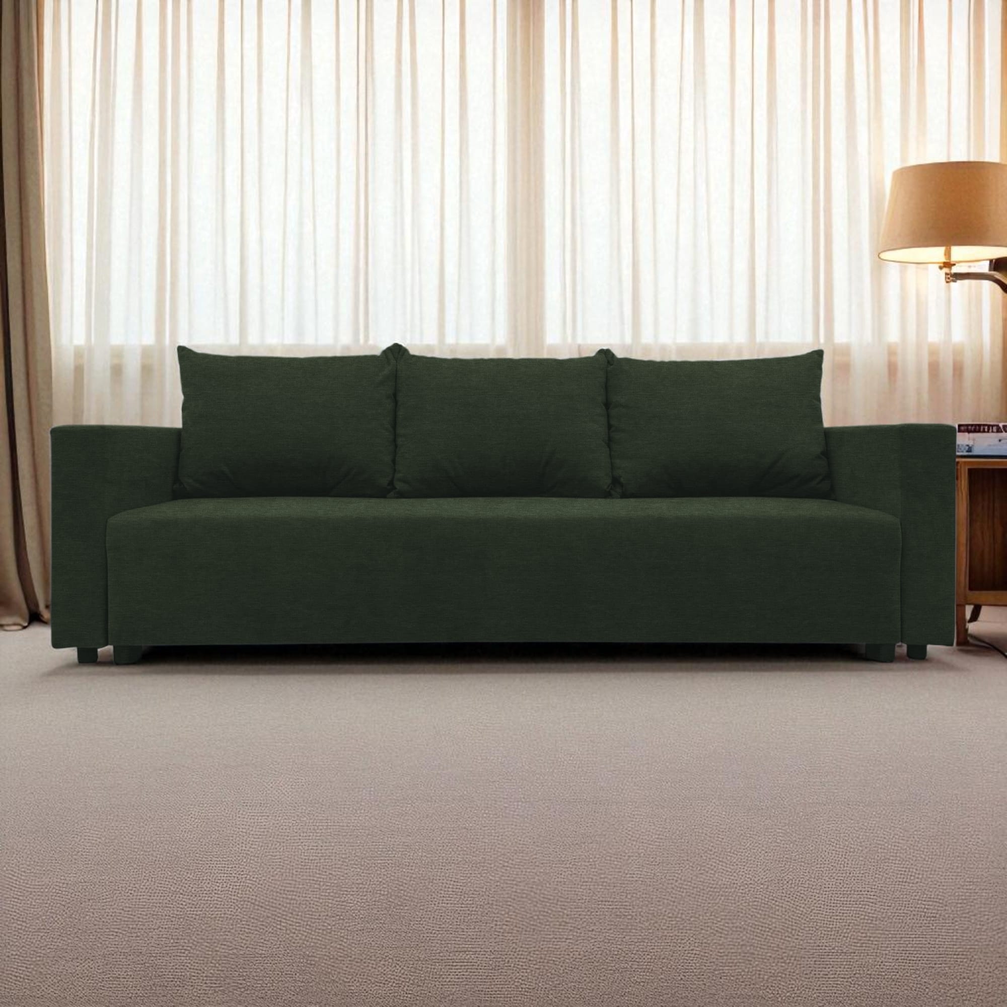 Classic sofa bed with linen box Turquoise green — photo 7