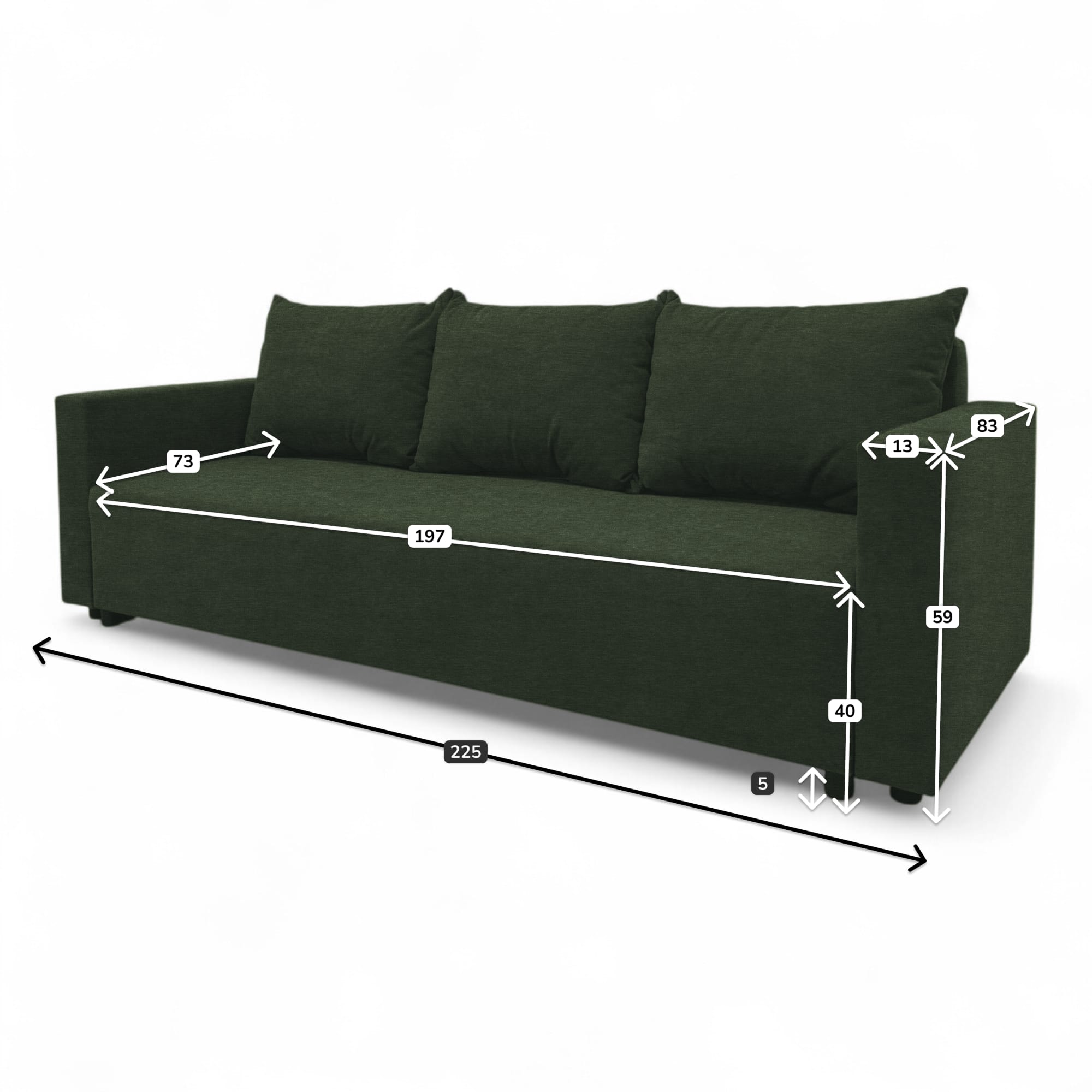 Classic sofa bed with linen box Turquoise green — photo 9