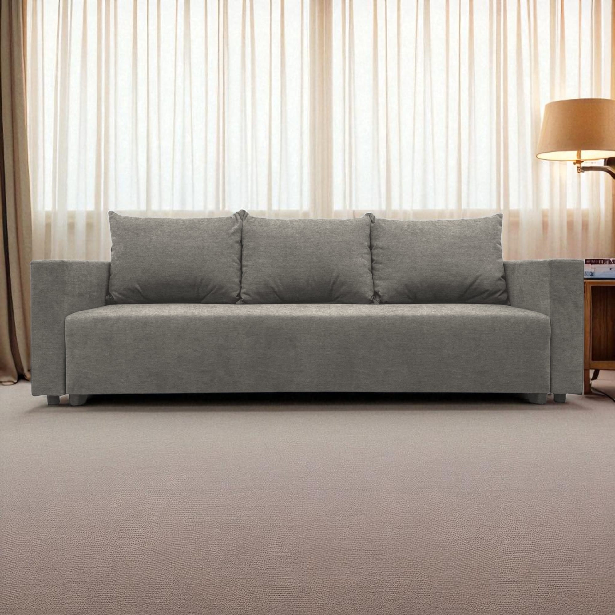 Classic sofa bed with linen box Light gray — photo 7