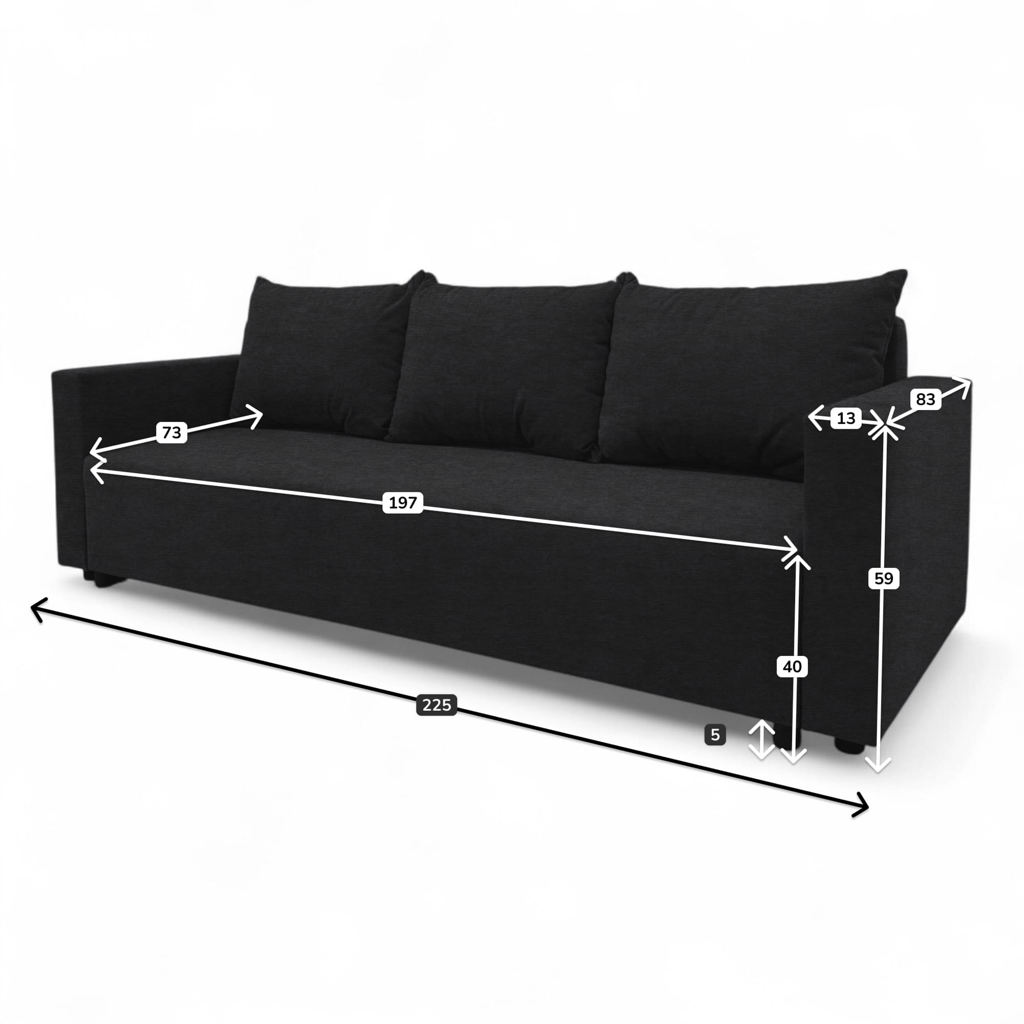 Classic sofa bed with linen box Graphite — photo 9