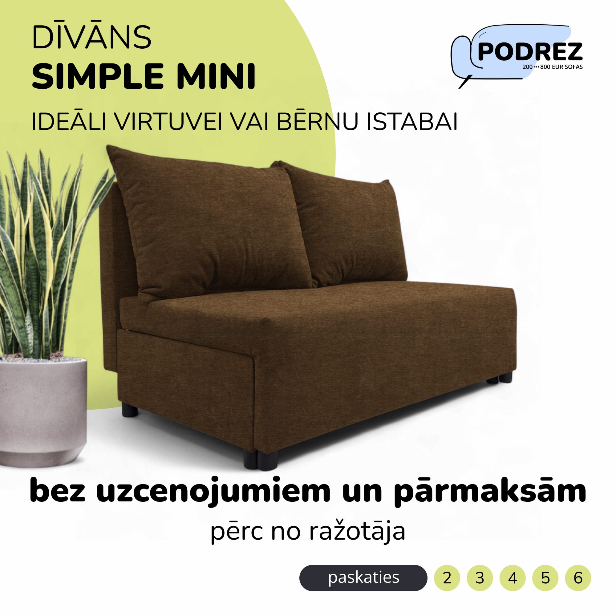 Two-seater sofa bed with storage box Brown - 1