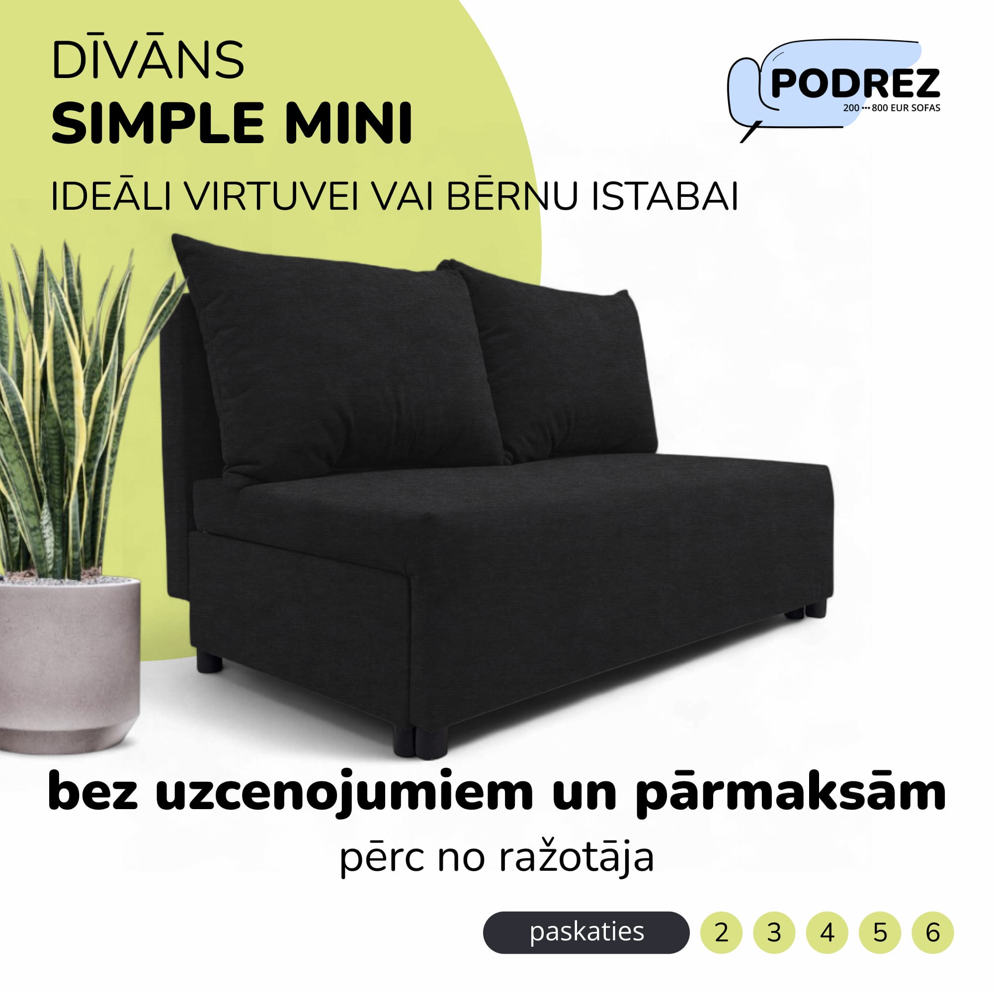 Divvietīgs izvelkamais dīvāns ar veļas kasti Grafīta - 1