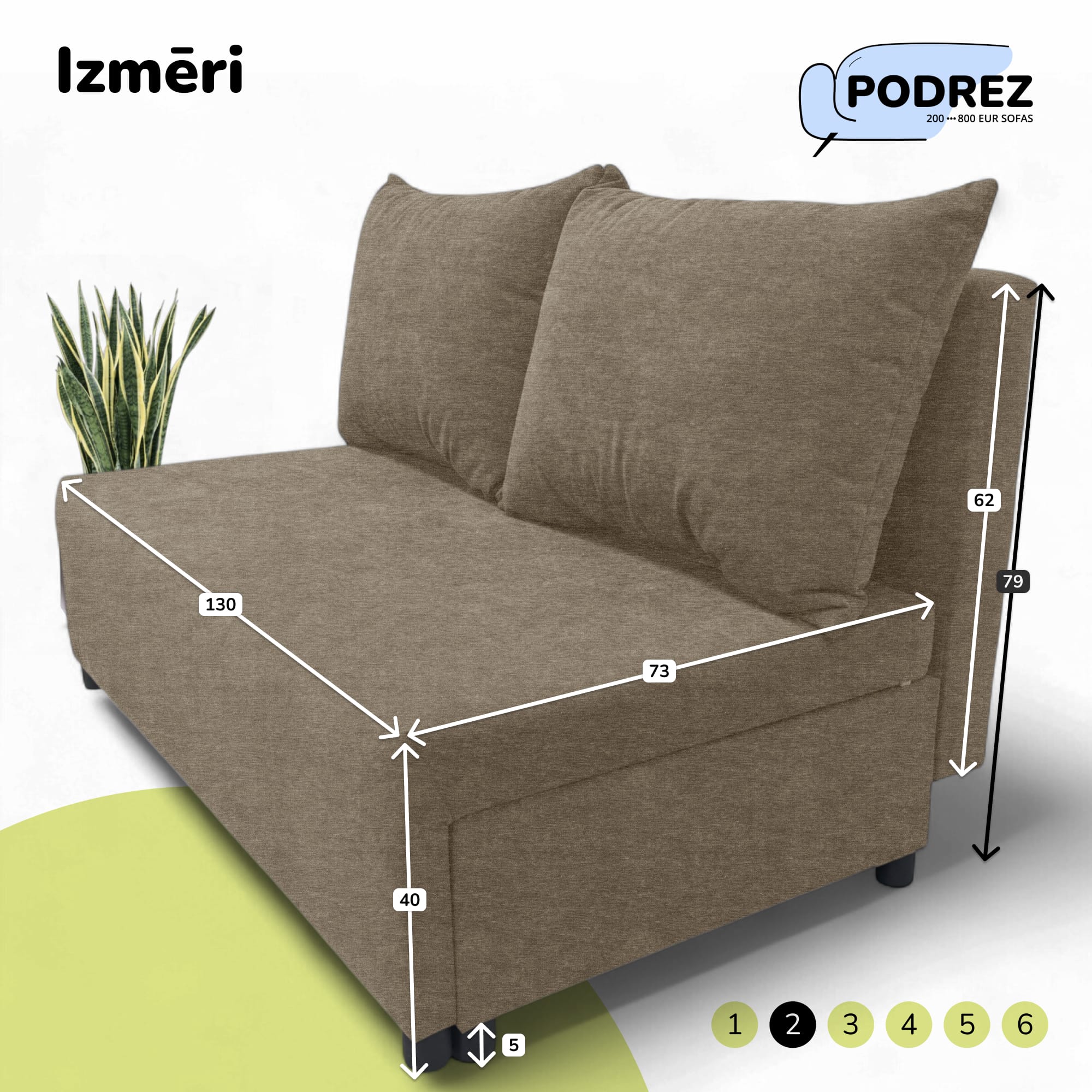 Divvietīgs izvelkamais dīvāns ar veļas kasti Bēša - 2