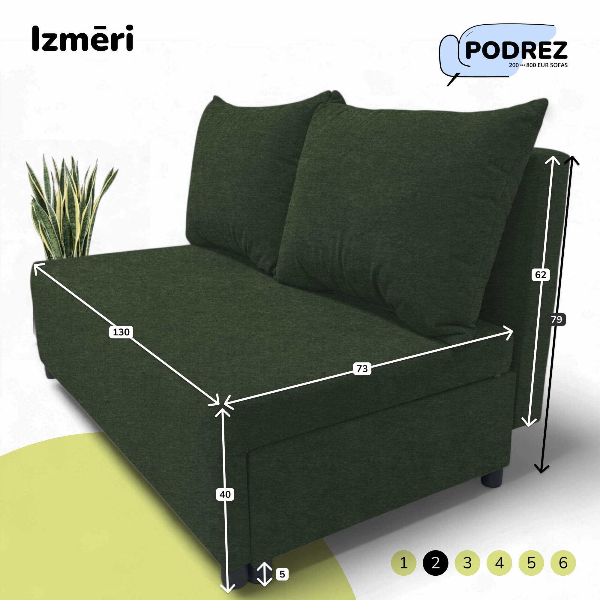 Two-seater sofa bed with storage box Turquoise green - 2