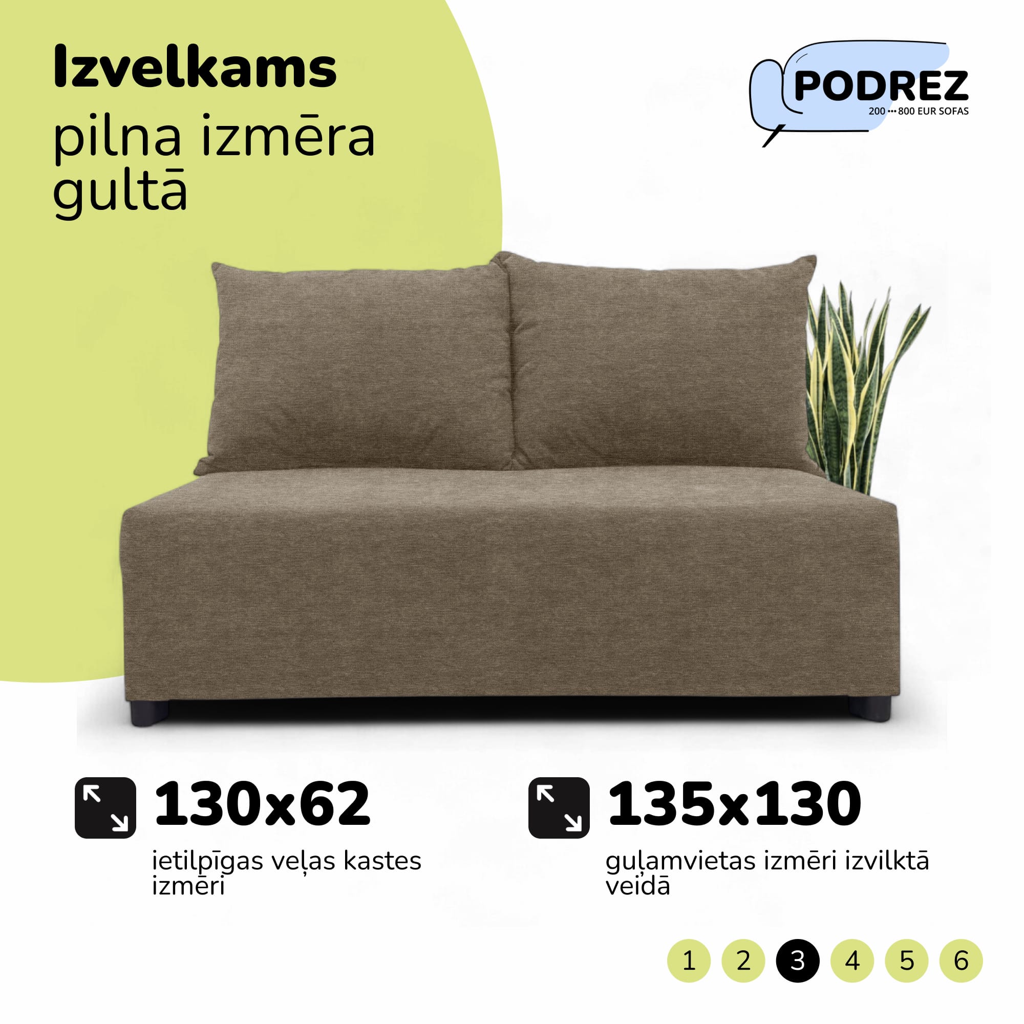 Divvietīgs izvelkamais dīvāns ar veļas kasti Bēša - 3