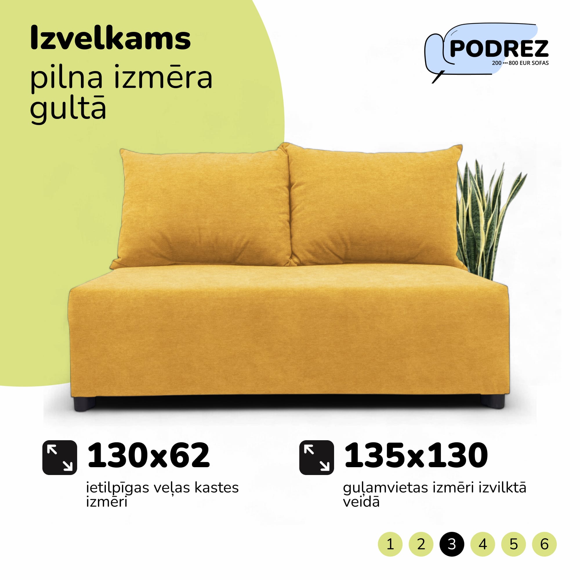 Divvietīgs izvelkamais dīvāns ar veļas kasti Dzeltena - 3