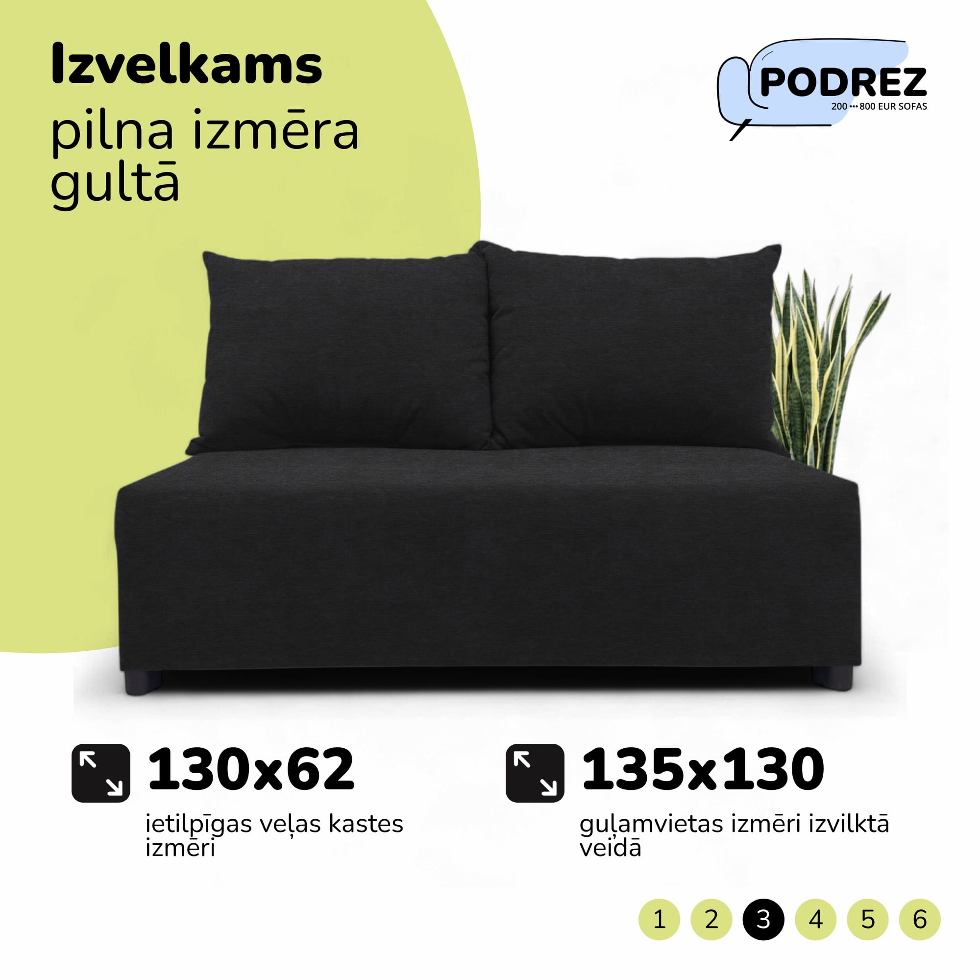 Divvietīgs izvelkamais dīvāns ar veļas kasti Grafīta - 3