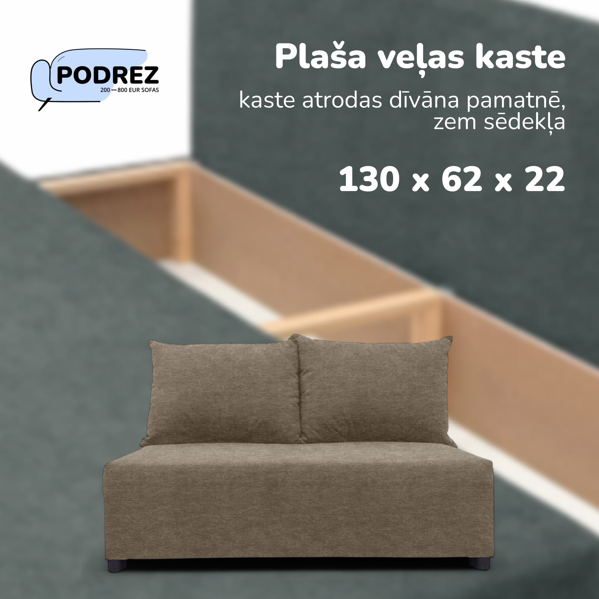 Divvietīgs izvelkamais dīvāns ar veļas kasti Bēša - 4