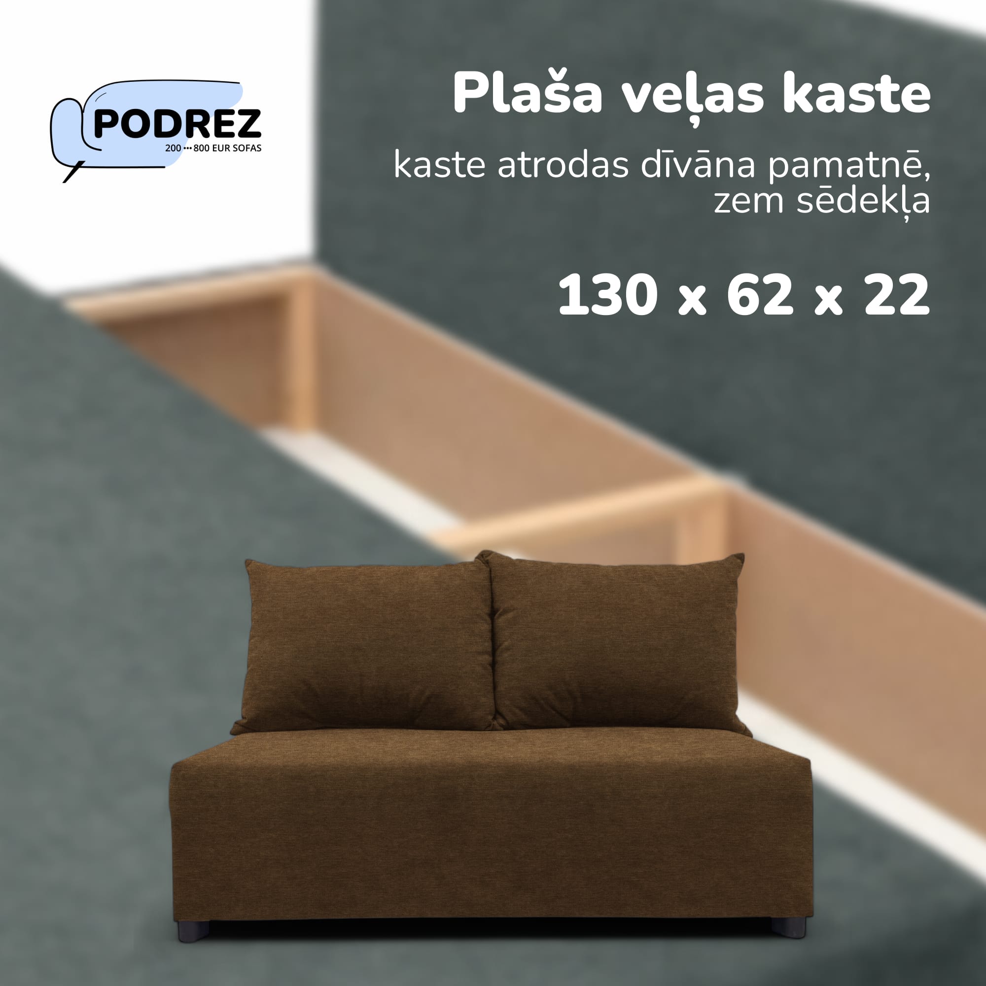 Two-seater sofa bed with storage box Brown - 4