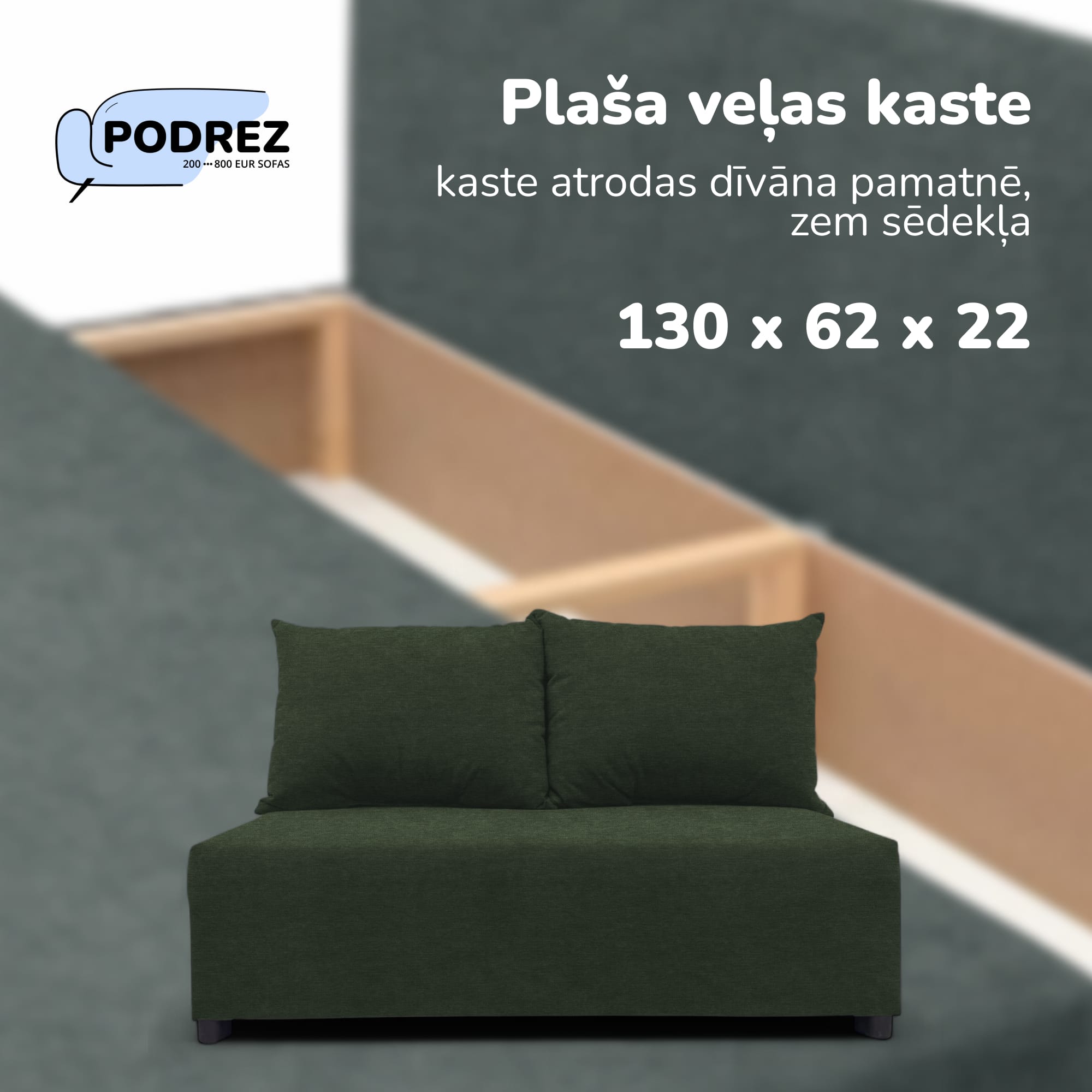 Two-seater sofa bed with storage box Turquoise green - 4