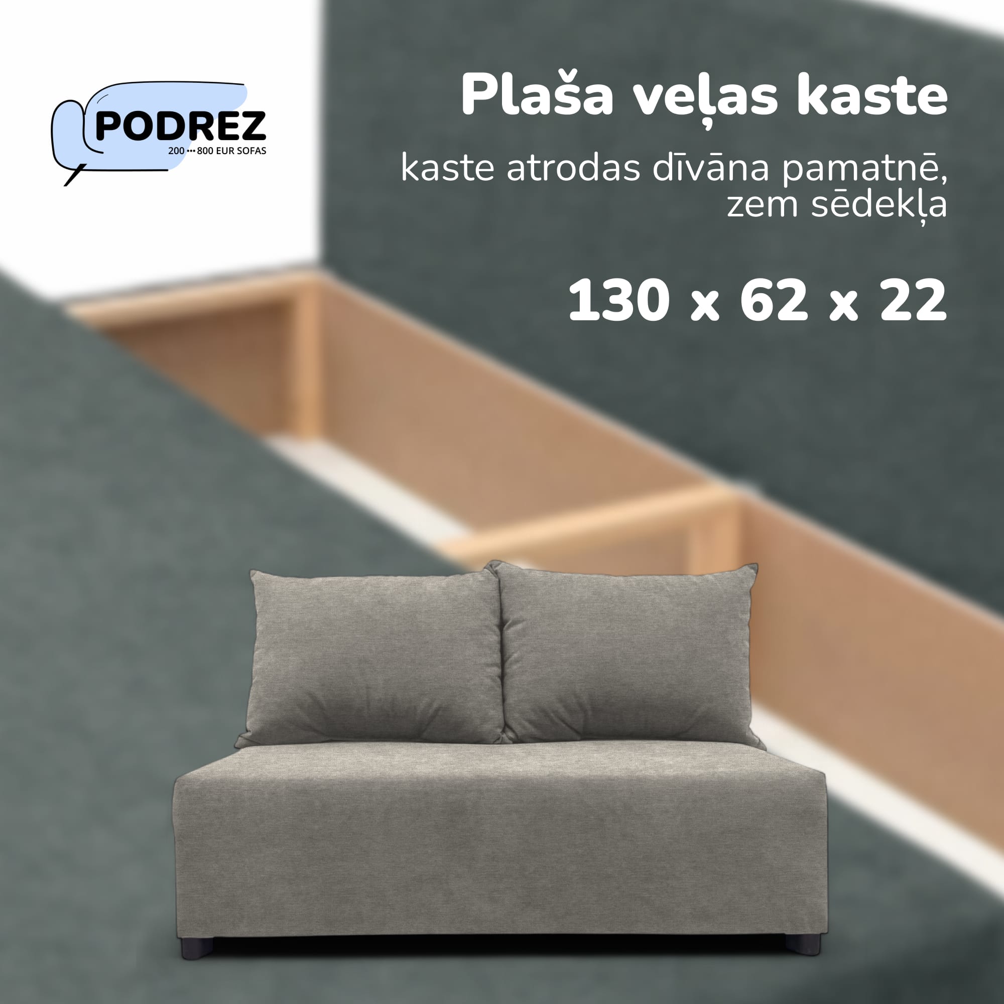 Divvietīgs izvelkamais dīvāns ar veļas kasti Gaiši pelēka - 4