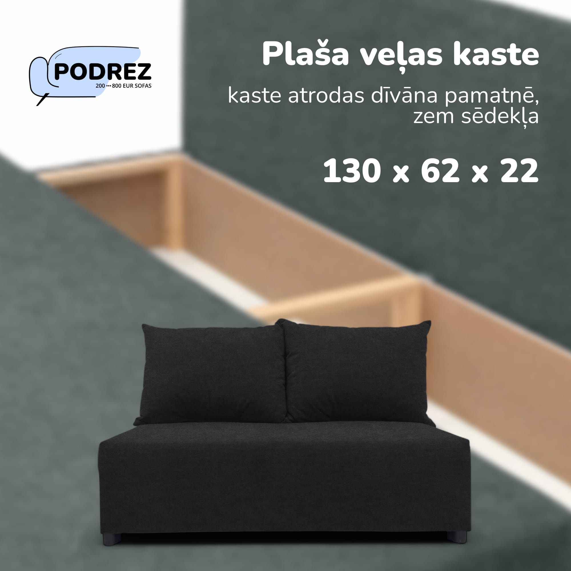 Divvietīgs izvelkamais dīvāns ar veļas kasti Grafīta - 4