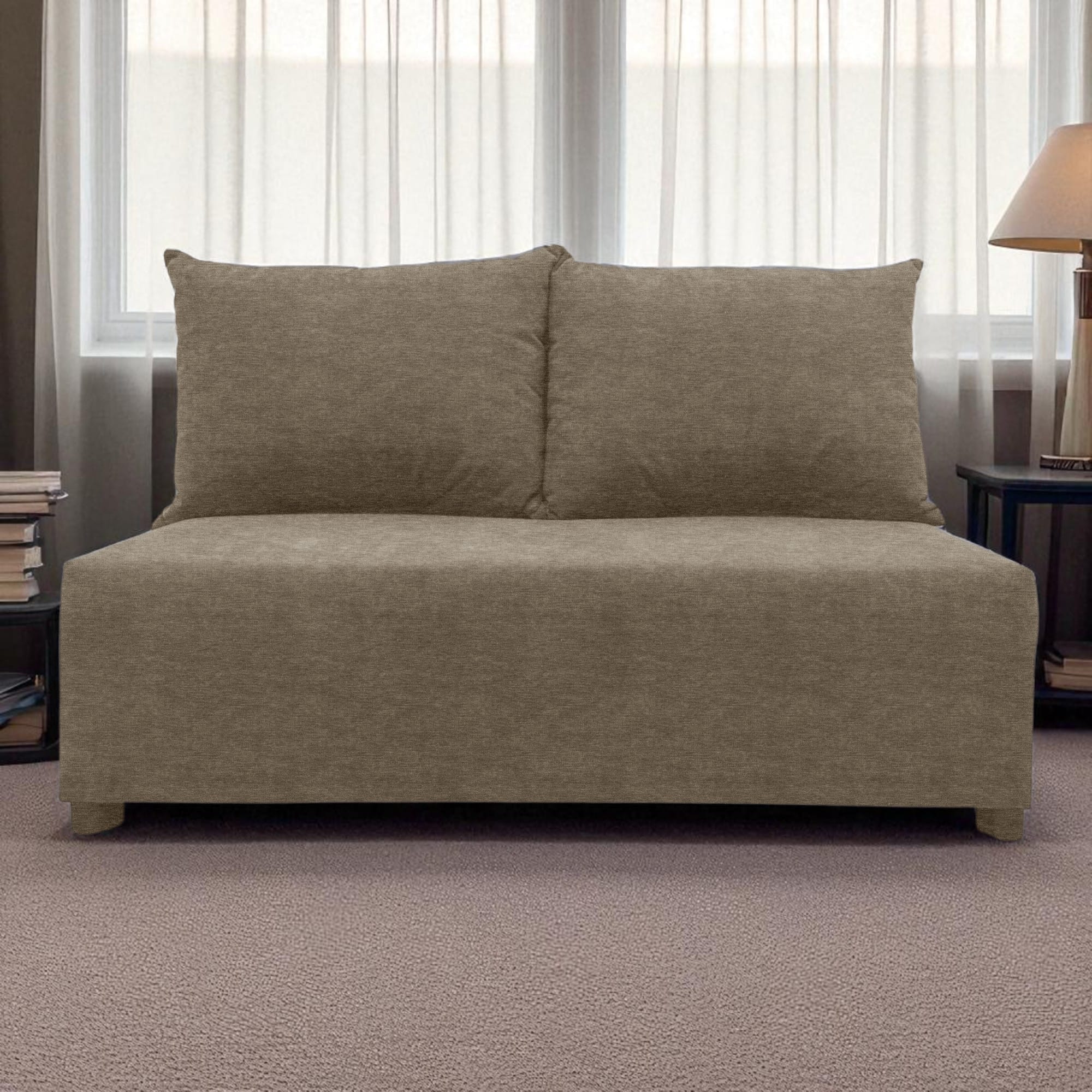Two-seater sofa bed with storage box Beige — photo 7