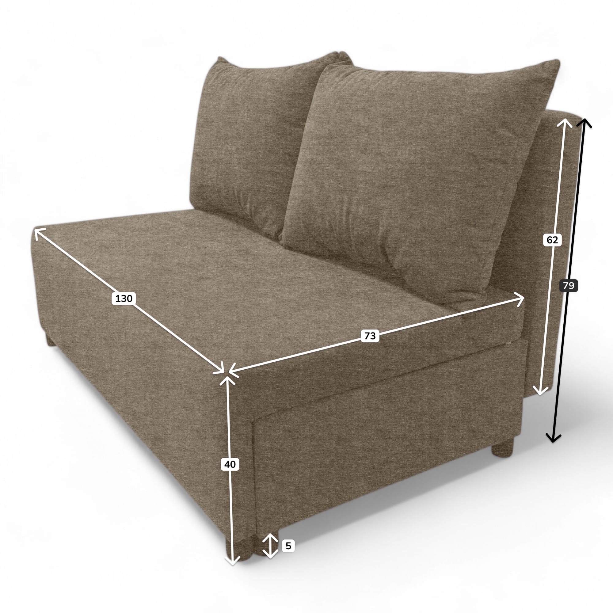 Two-seater sofa bed with storage box Beige — photo 9