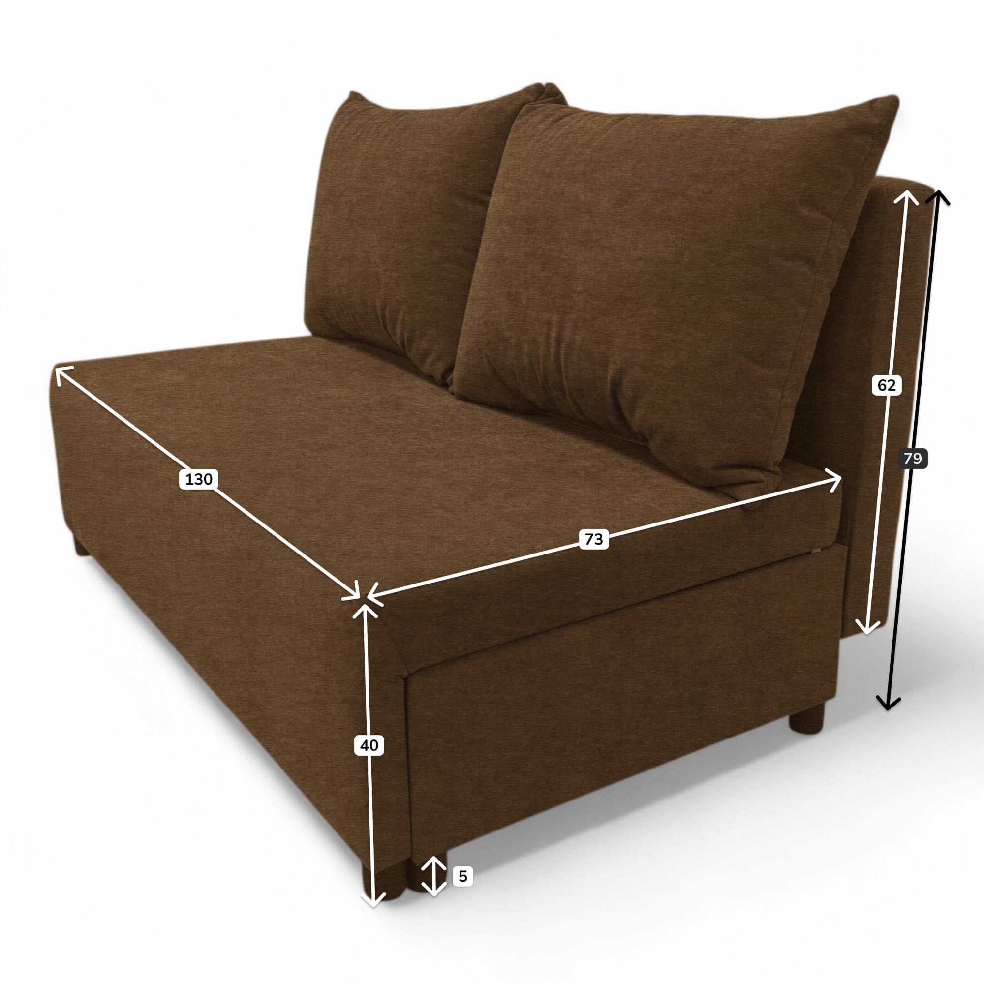 Two-seater sofa bed with storage box Brown — photo 9
