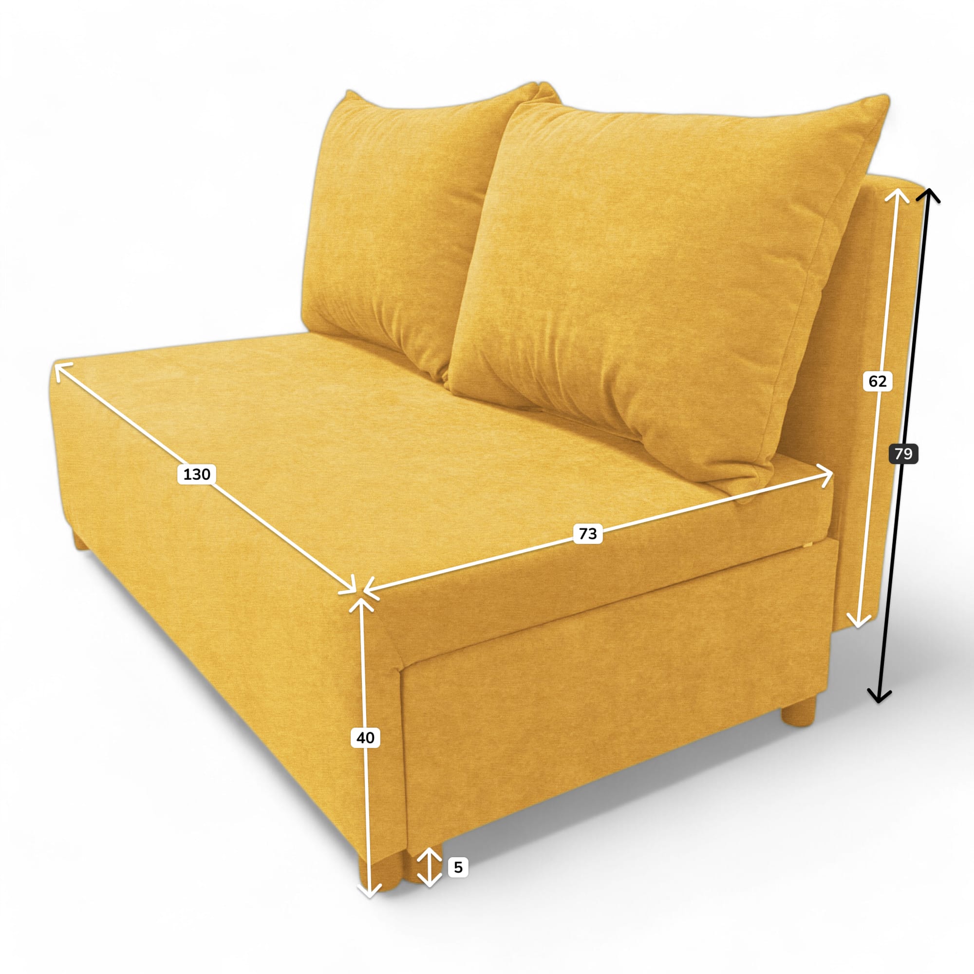Two-seater sofa bed with storage box Yellow — photo 9