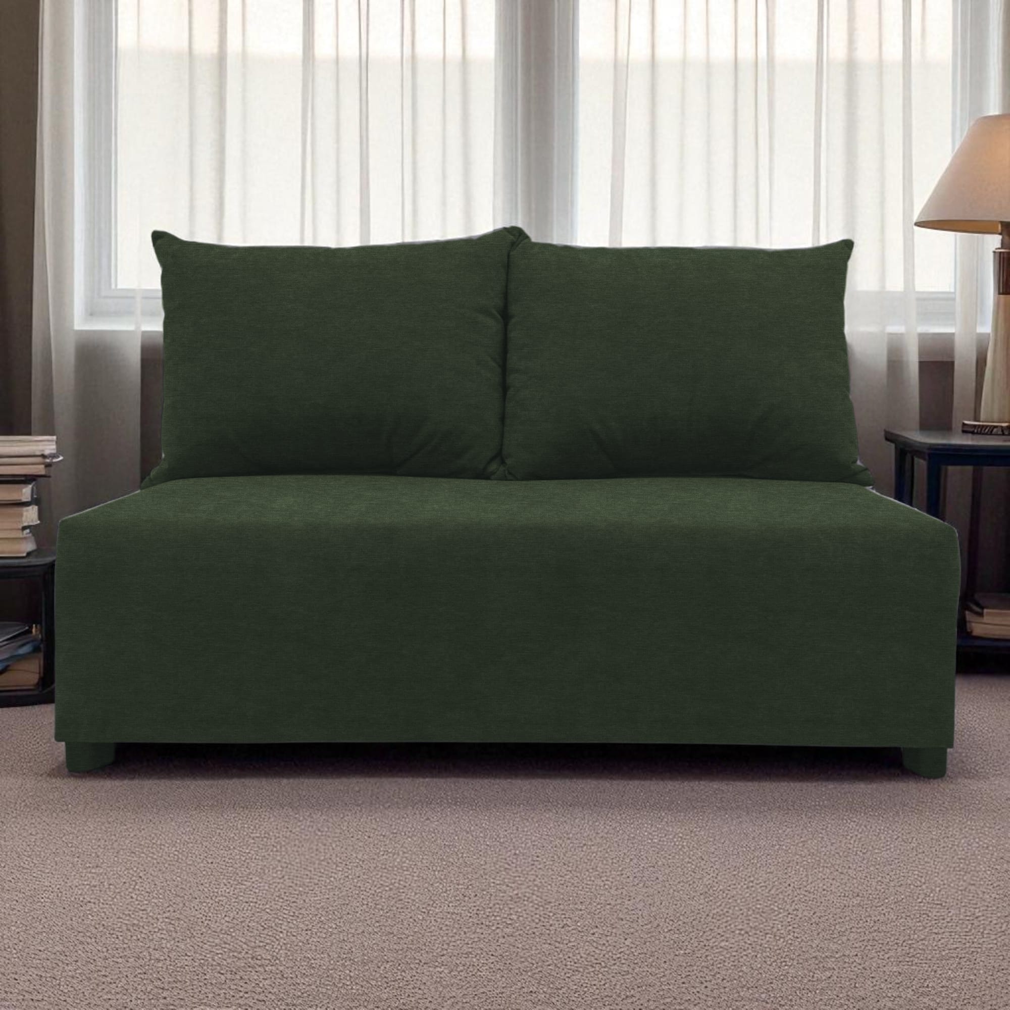Two-seater sofa bed with storage box Turquoise green — photo 7