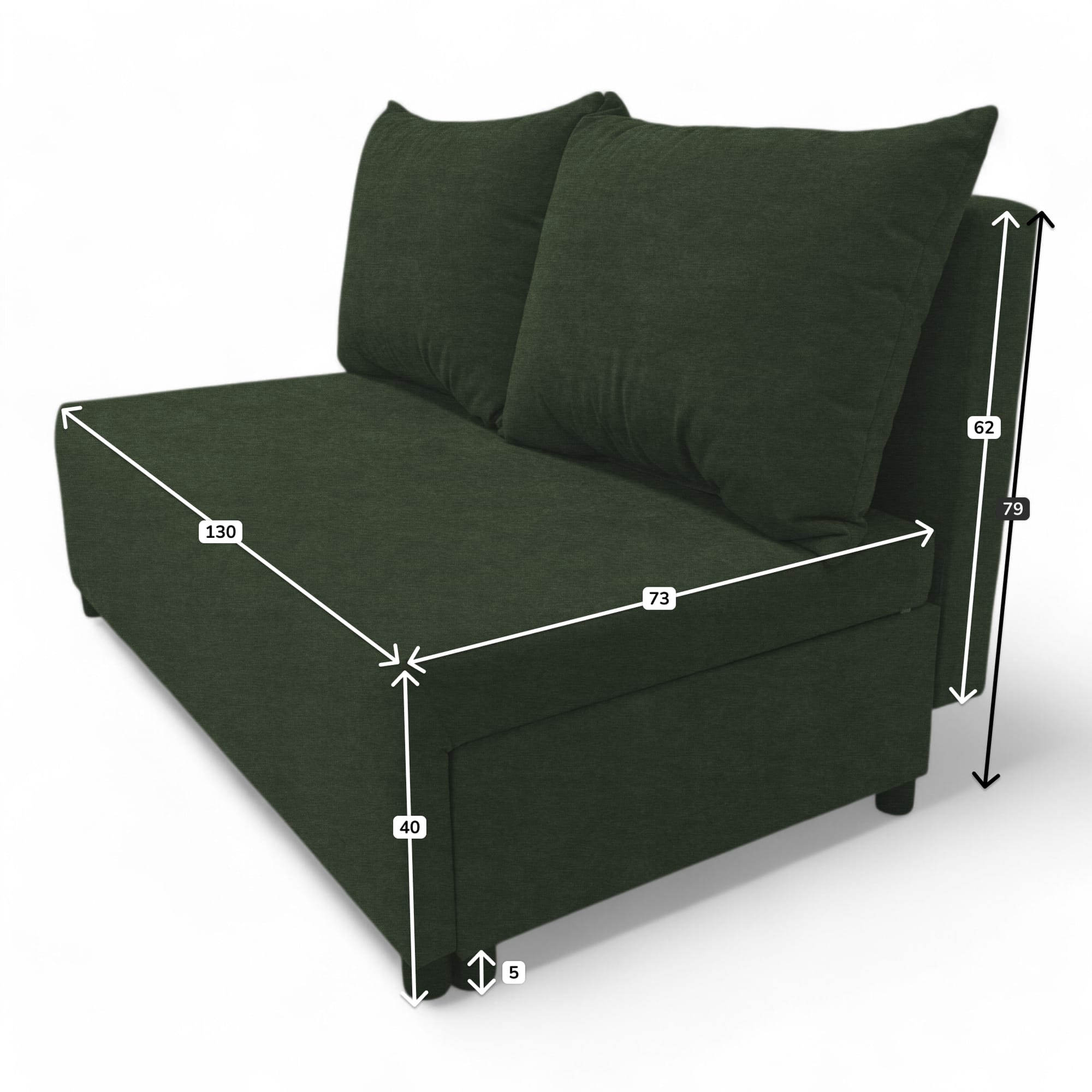 Two-seater sofa bed with storage box Turquoise green — photo 9