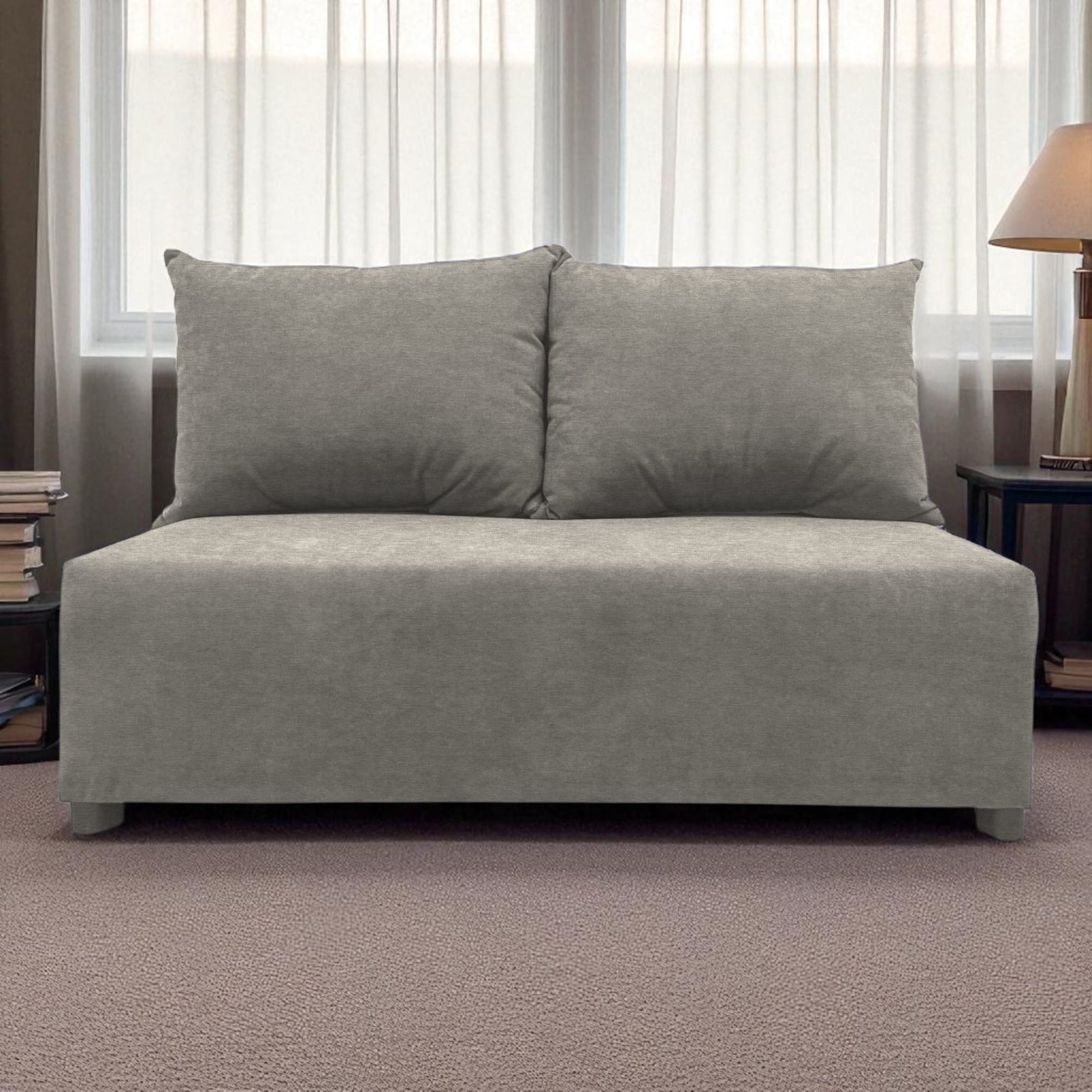 Two-seater sofa bed with storage box Light gray — photo 7
