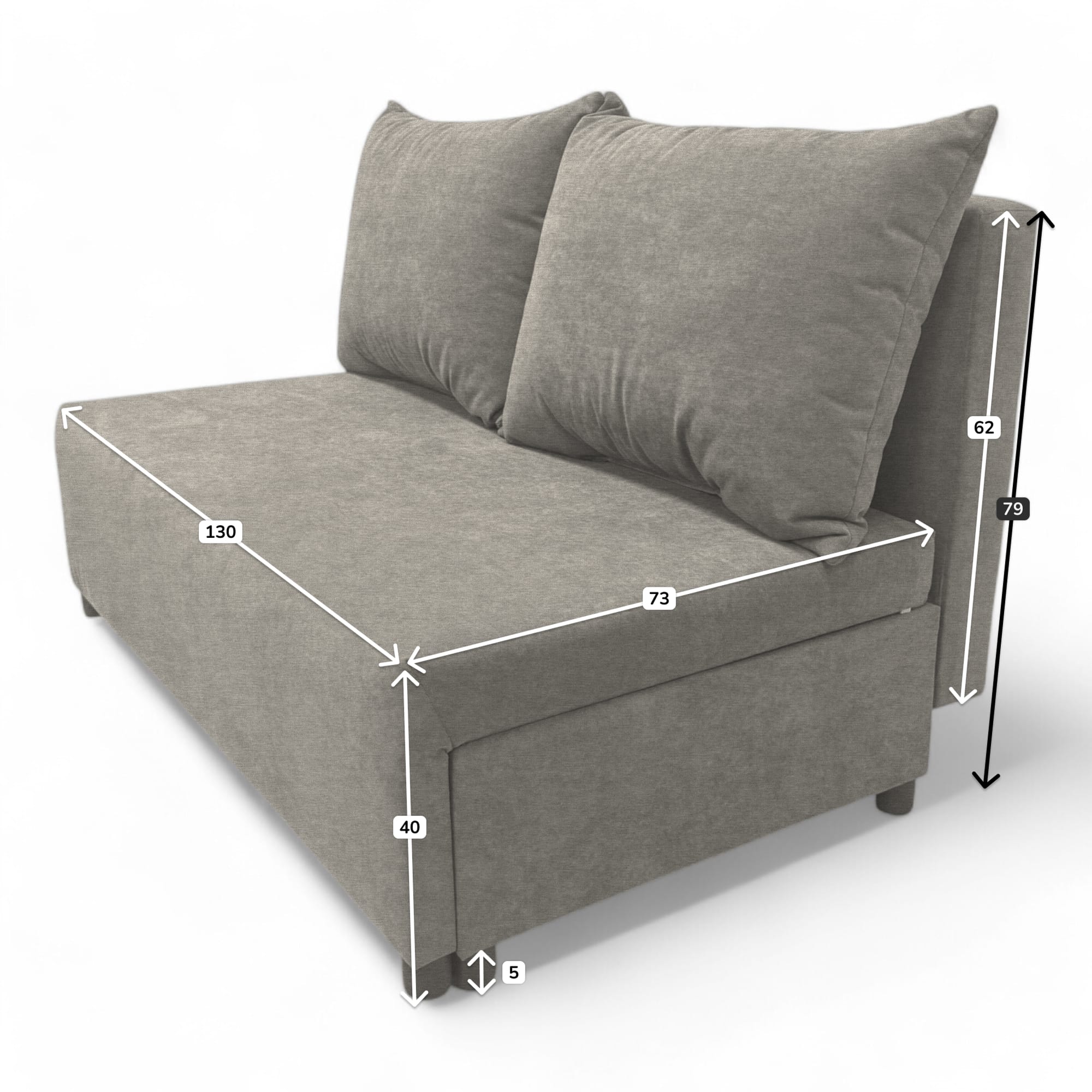 Two-seater sofa bed with storage box Light gray — photo 9