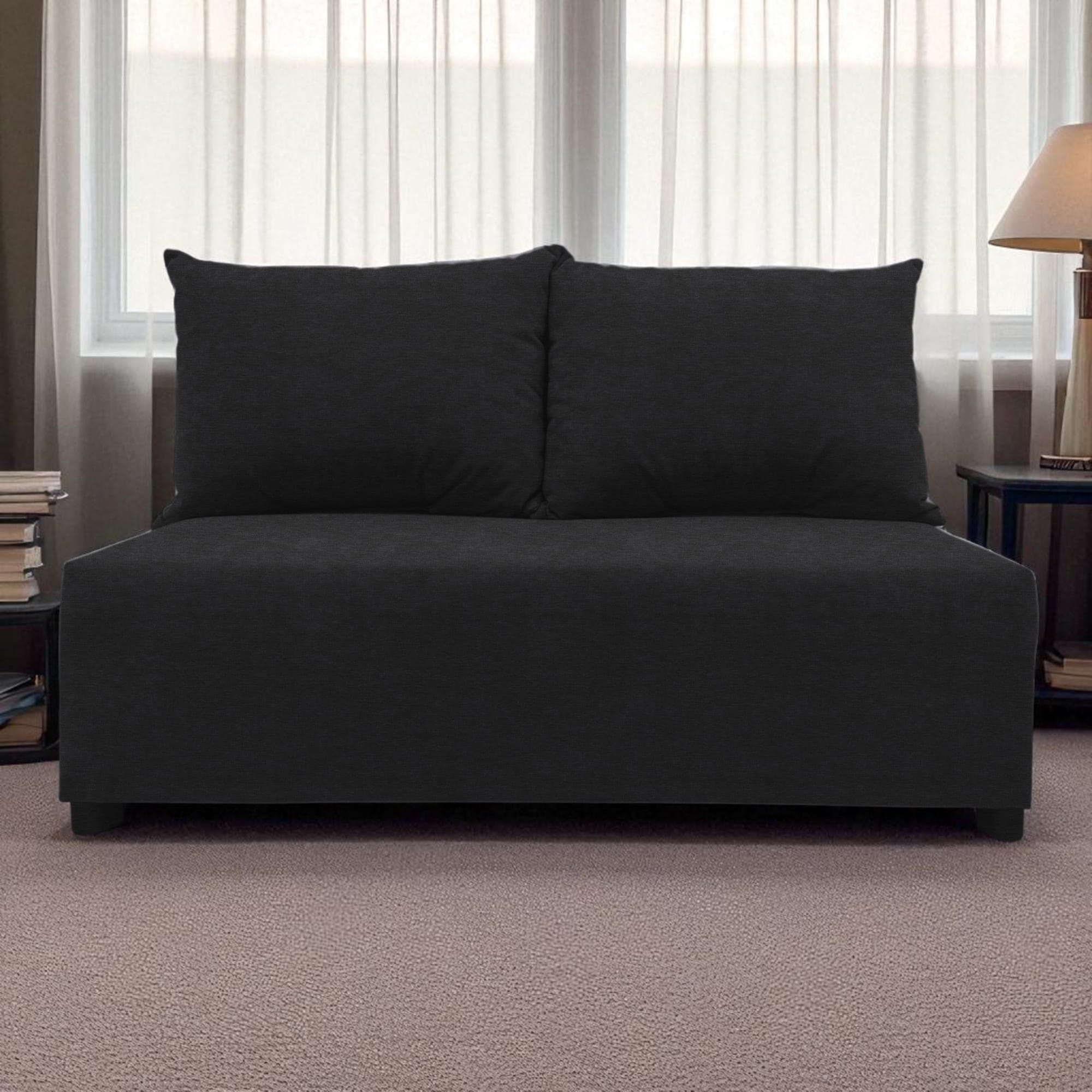 Two-seater sofa bed with storage box Graphite — photo 7