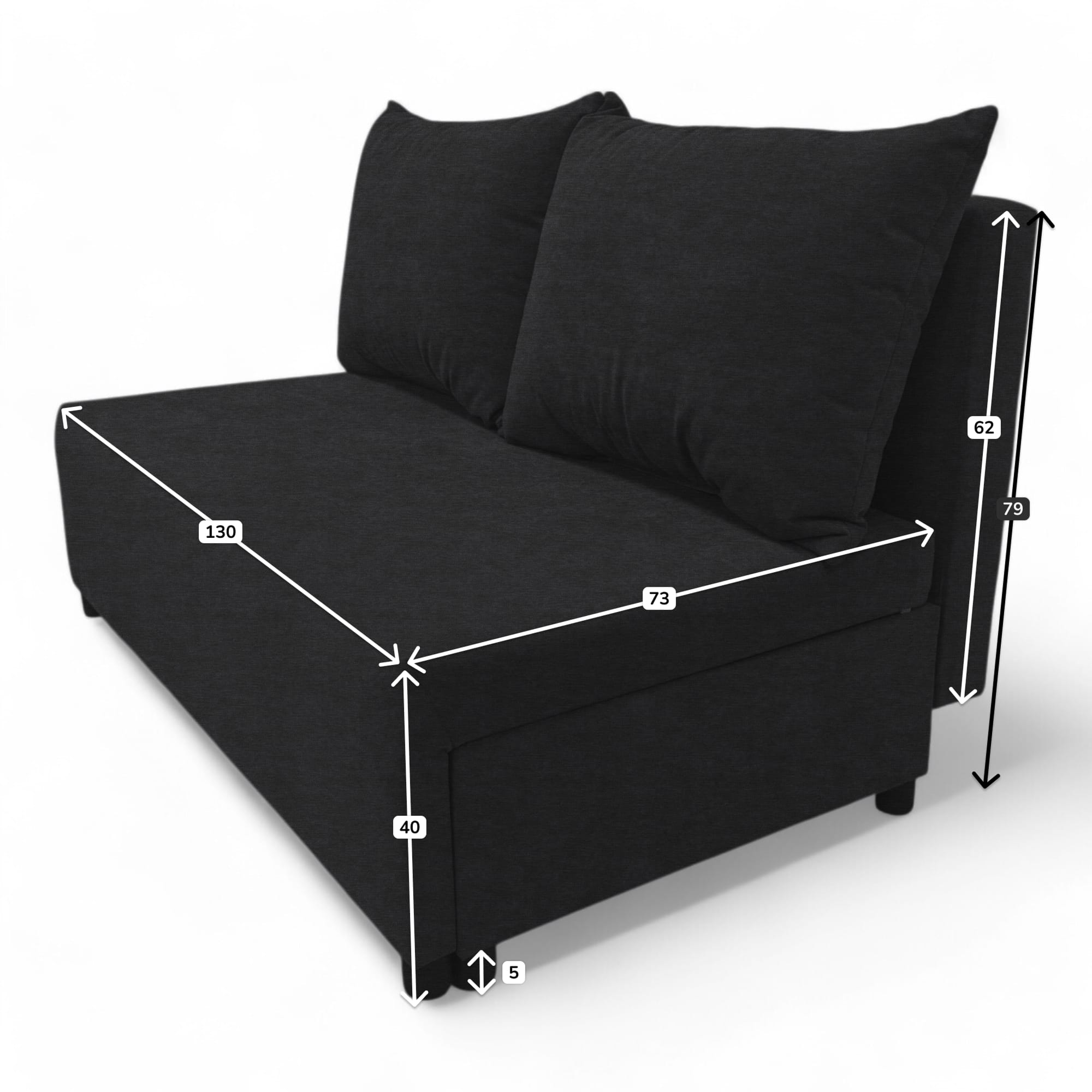 Two-seater sofa bed with storage box Graphite — photo 9