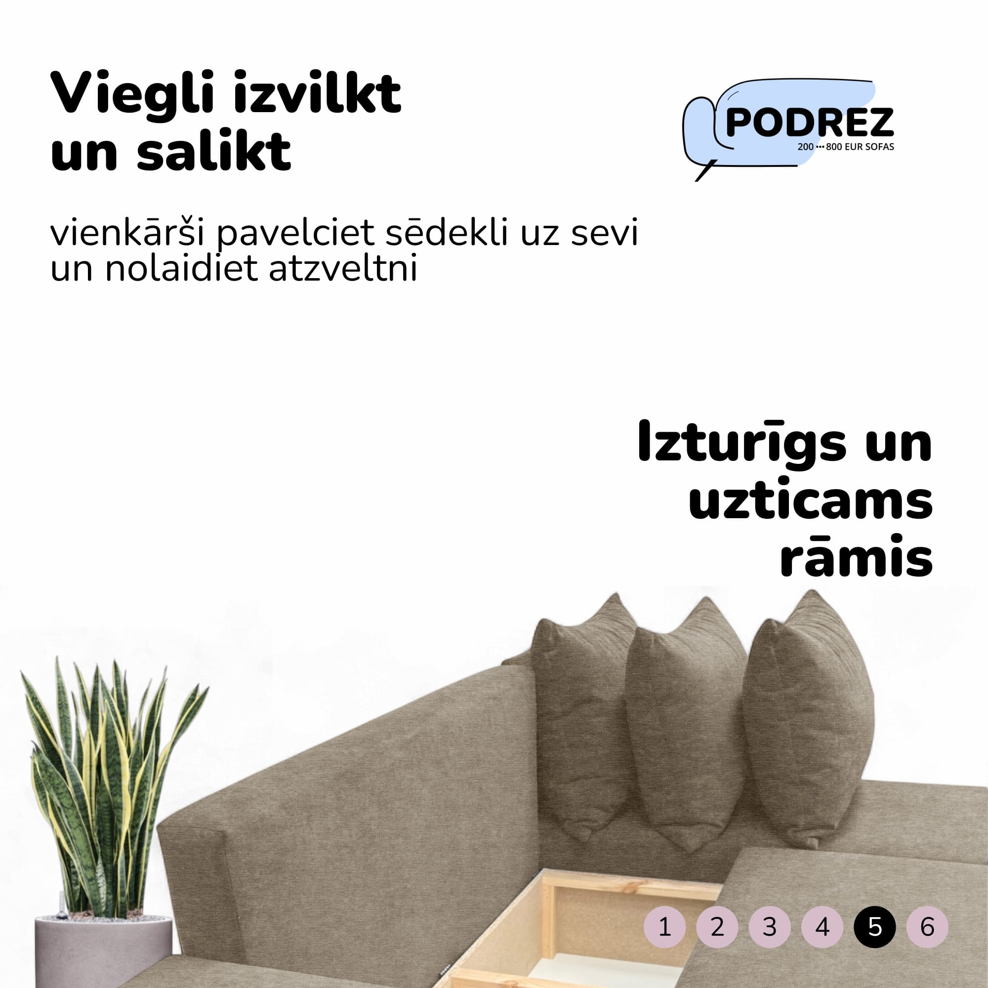 Corner sofa bed bed with table and poufs Beige — photo 6