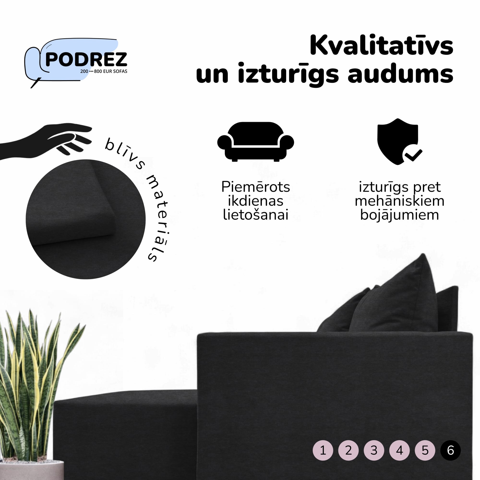 Corner sofa bed bed with table and poufs Graphite — photo 7