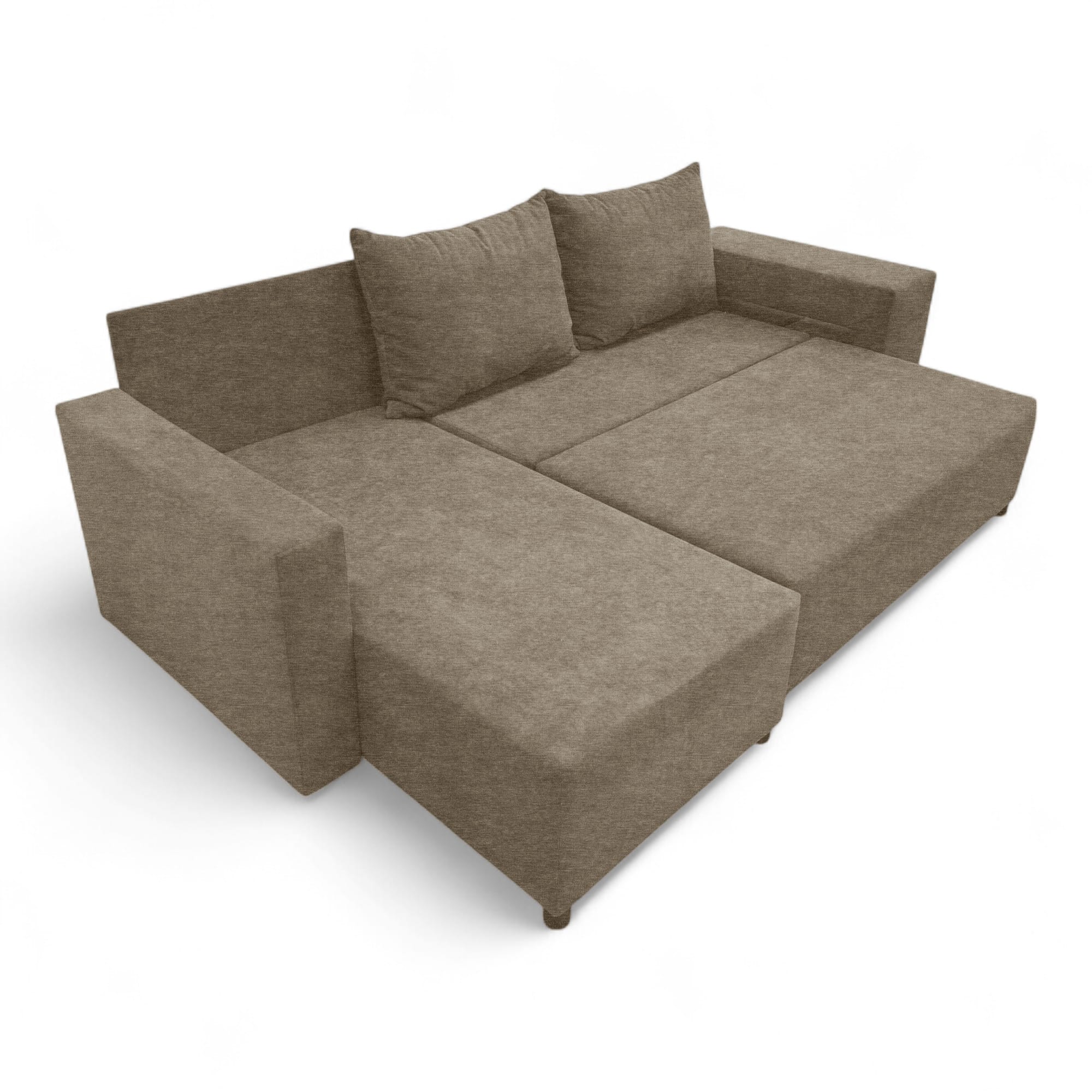 Corner sofa bed bed with table and poufs Beige — photo 18