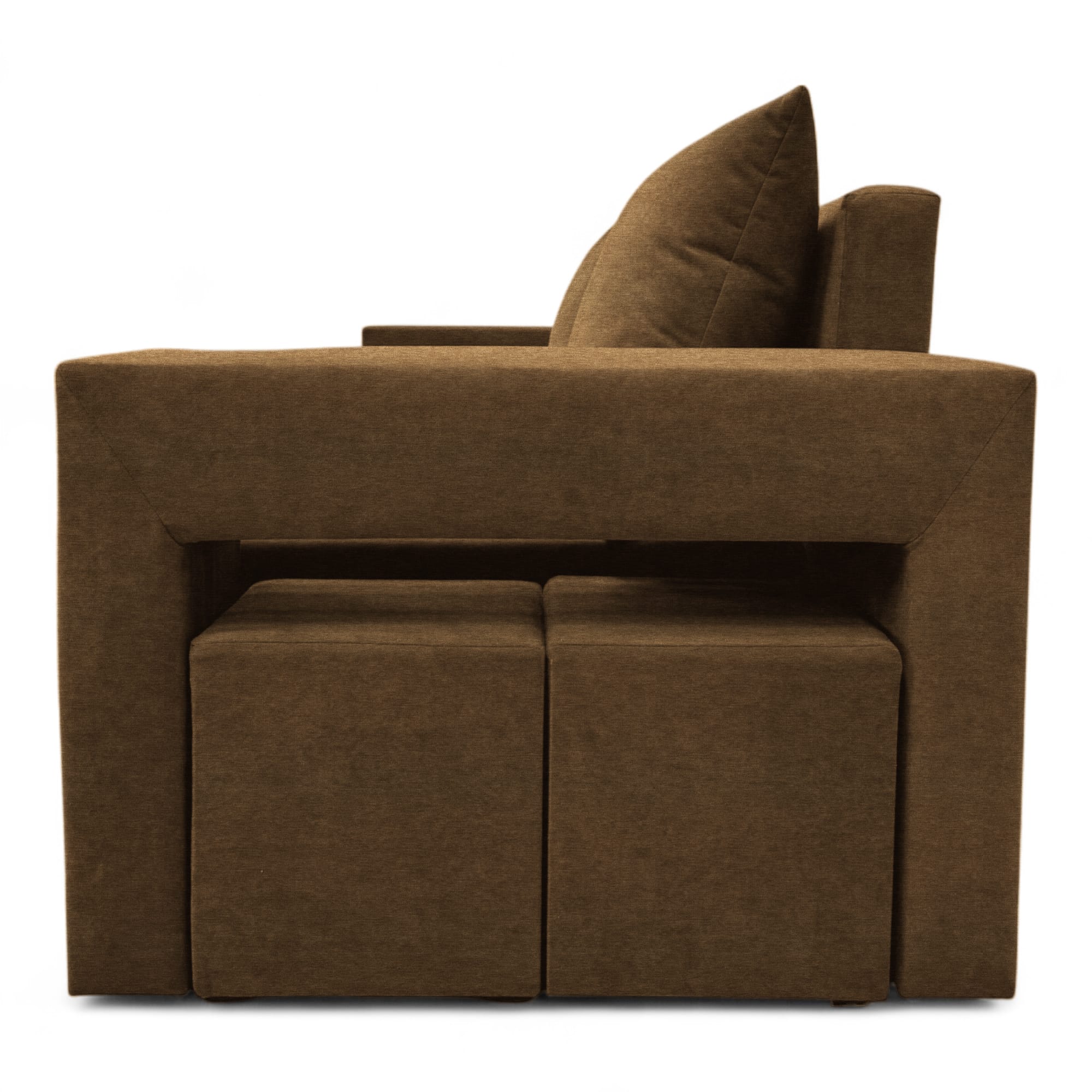 Corner sofa bed bed with table and poufs Brown — photo 16