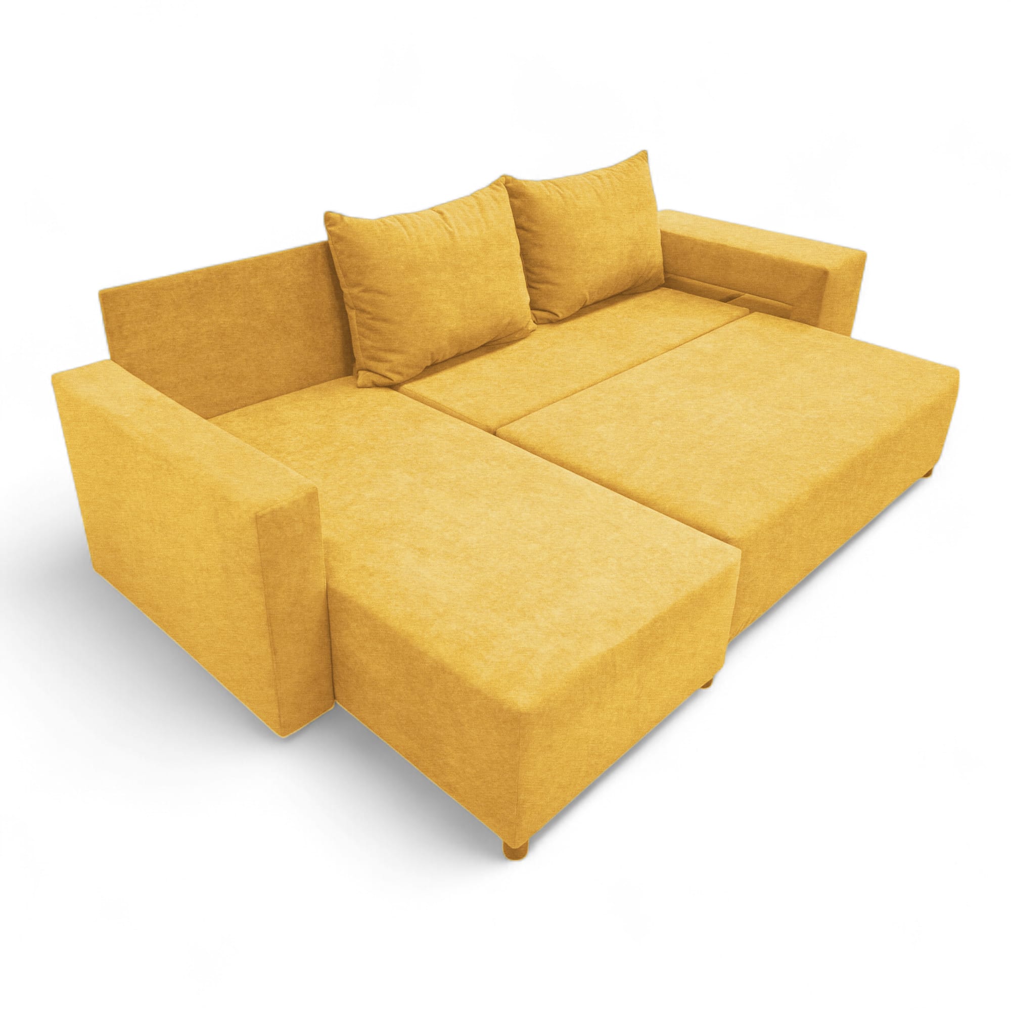 Corner sofa bed bed with table and poufs Yellow — photo 18