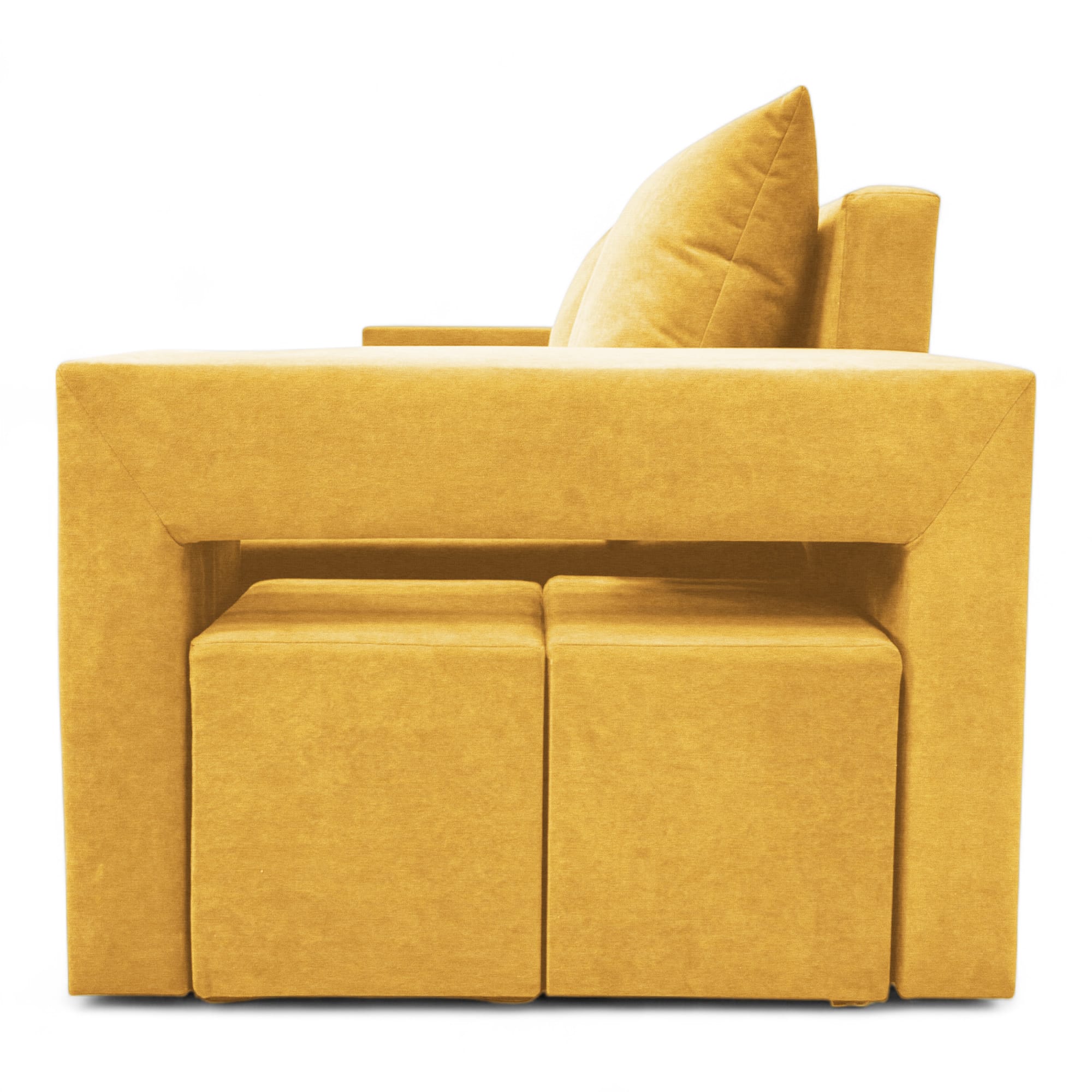 Corner sofa bed bed with table and poufs Yellow — photo 16