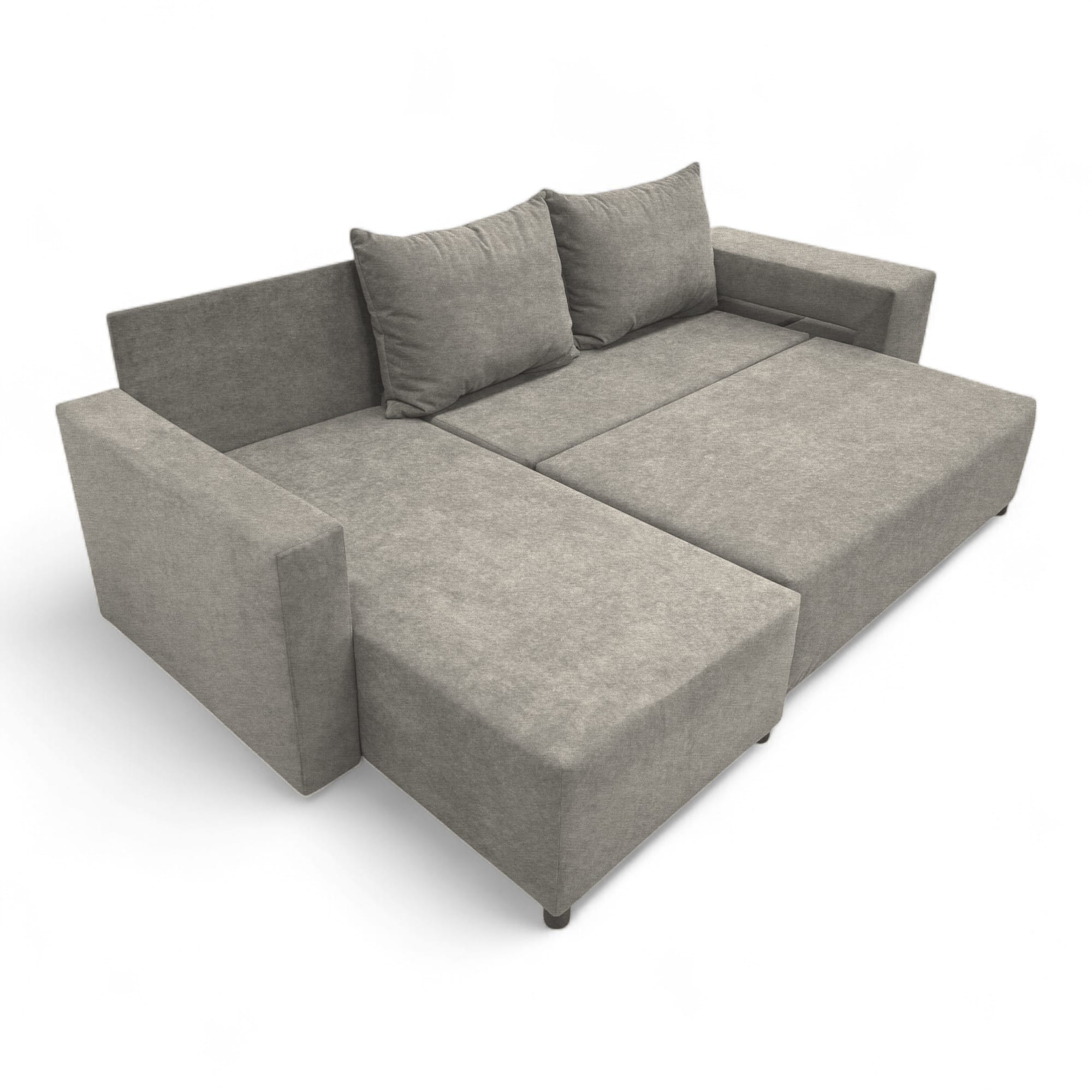 Corner sofa bed bed with table and poufs Light gray — photo 18
