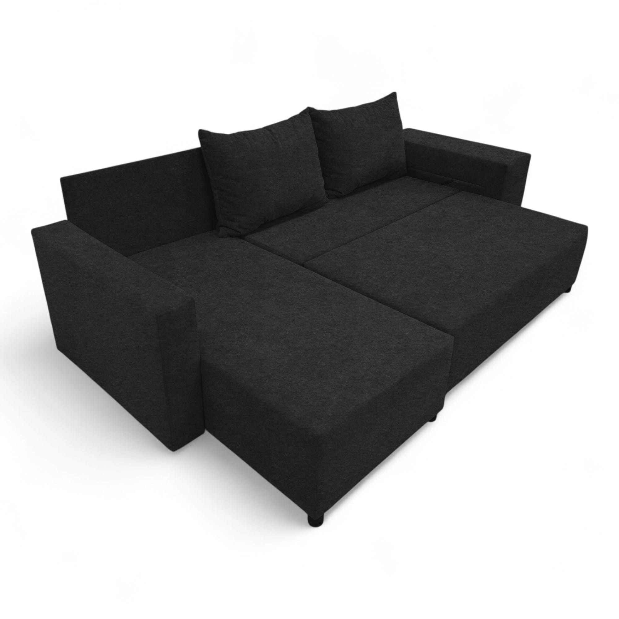 Corner sofa bed bed with table and poufs Graphite — photo 18