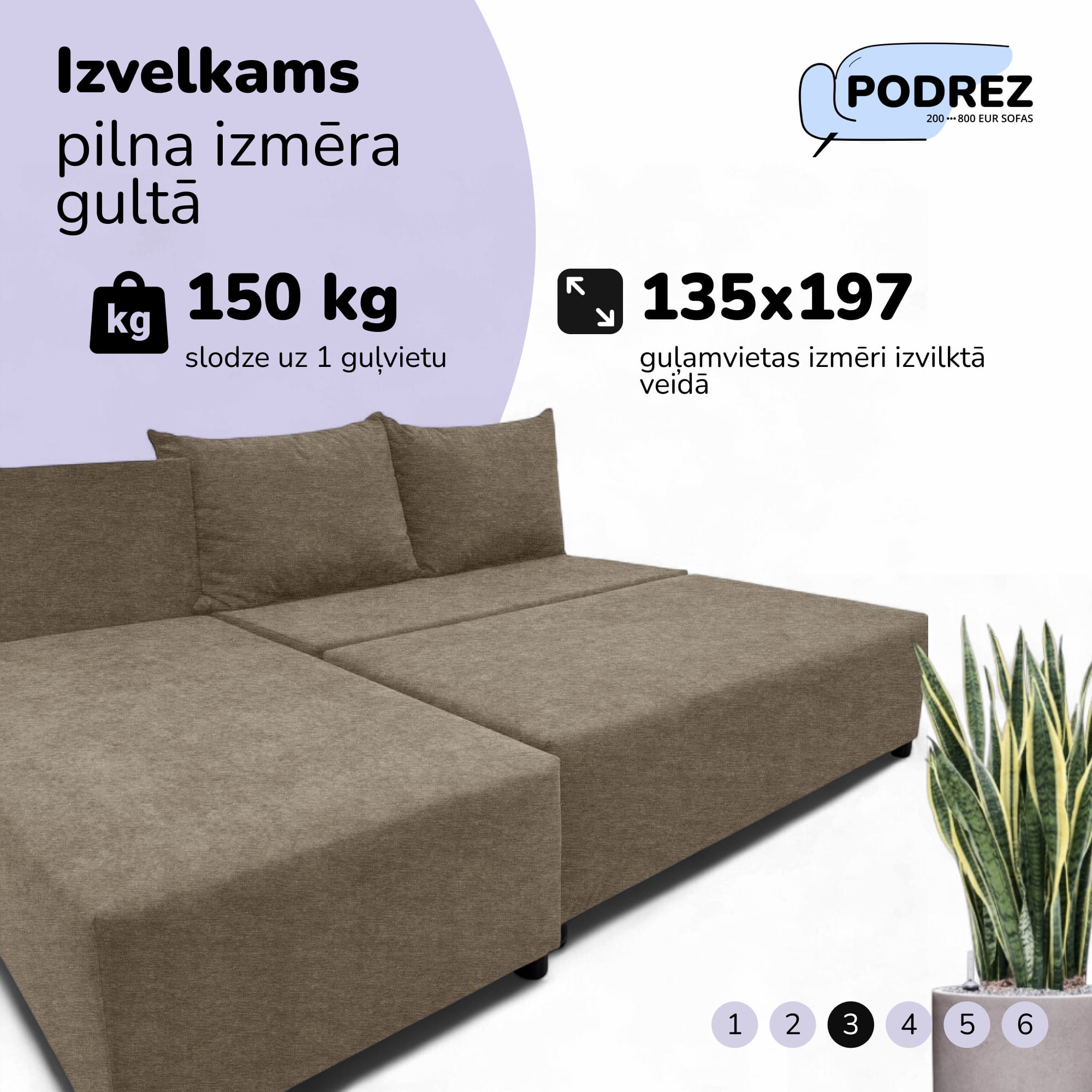 Stūra izvelkamais dīvāns-gulta Bēša - 3
