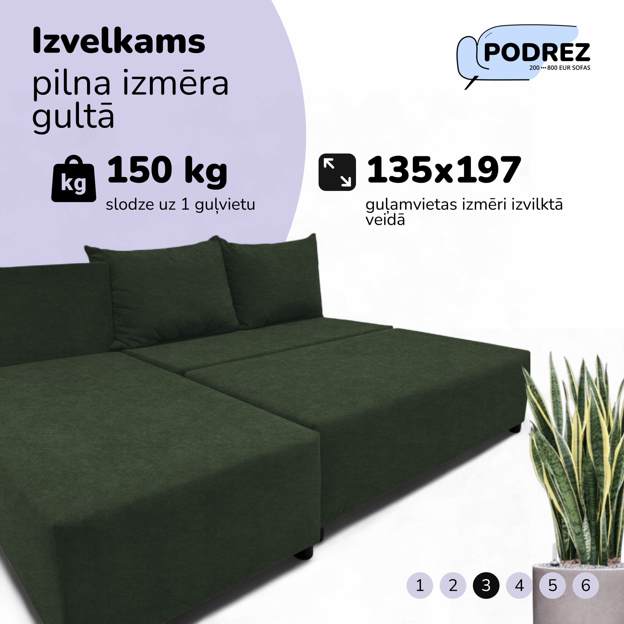 Stūra izvelkamais dīvāns-gulta Tirkīza zaļa - 3