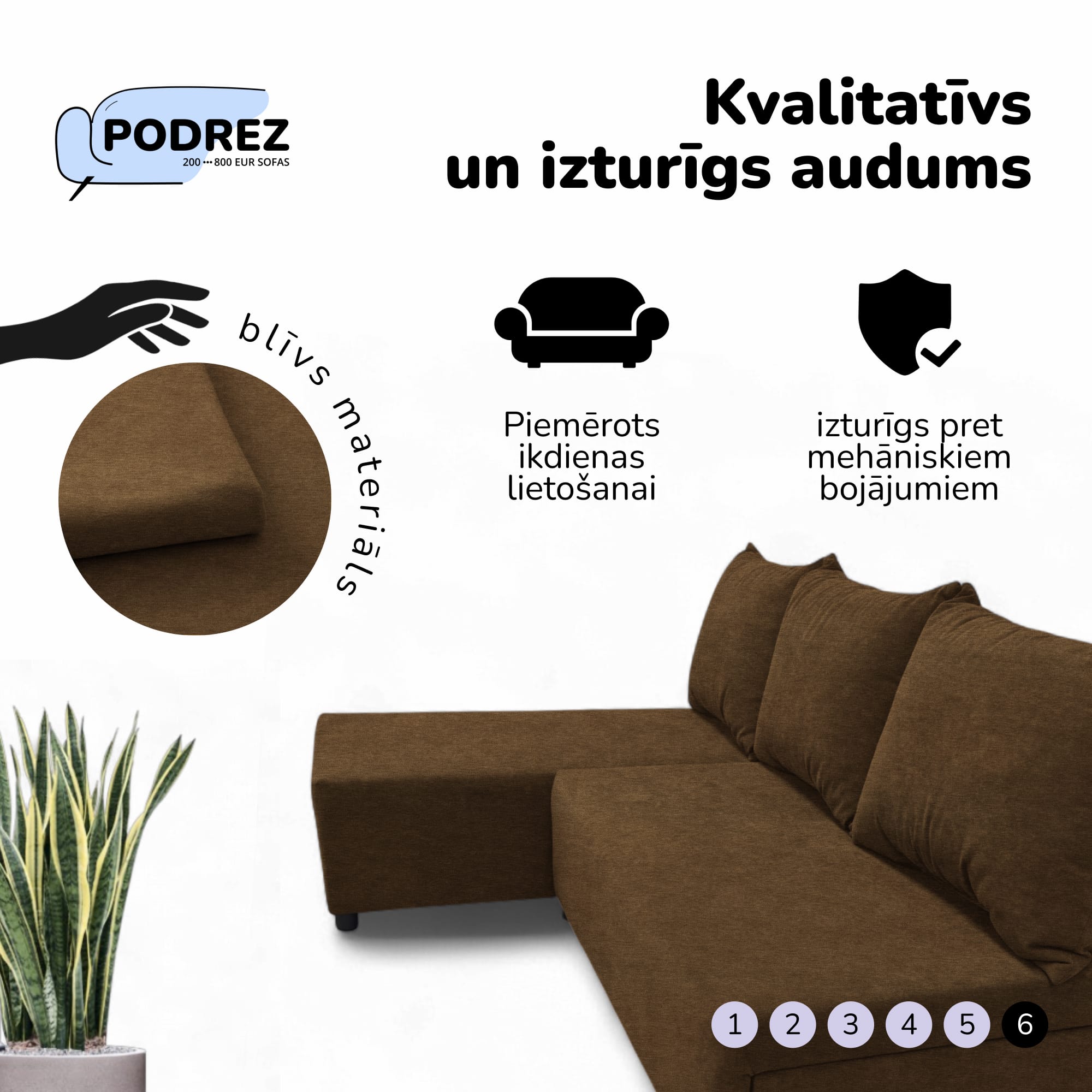Corner sofa bed bed Brown — photo 6